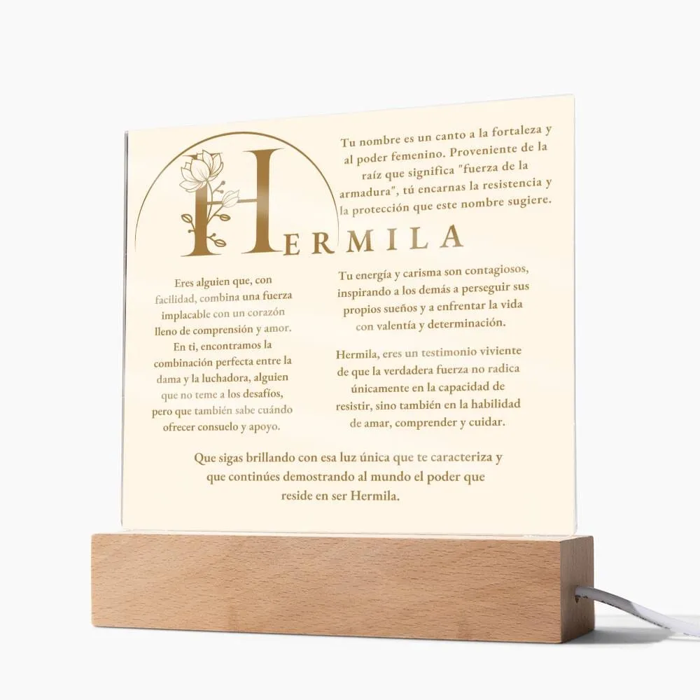 Coraza de Luz: El Poder de Hermila - Acrílico con luz Led para Hermila