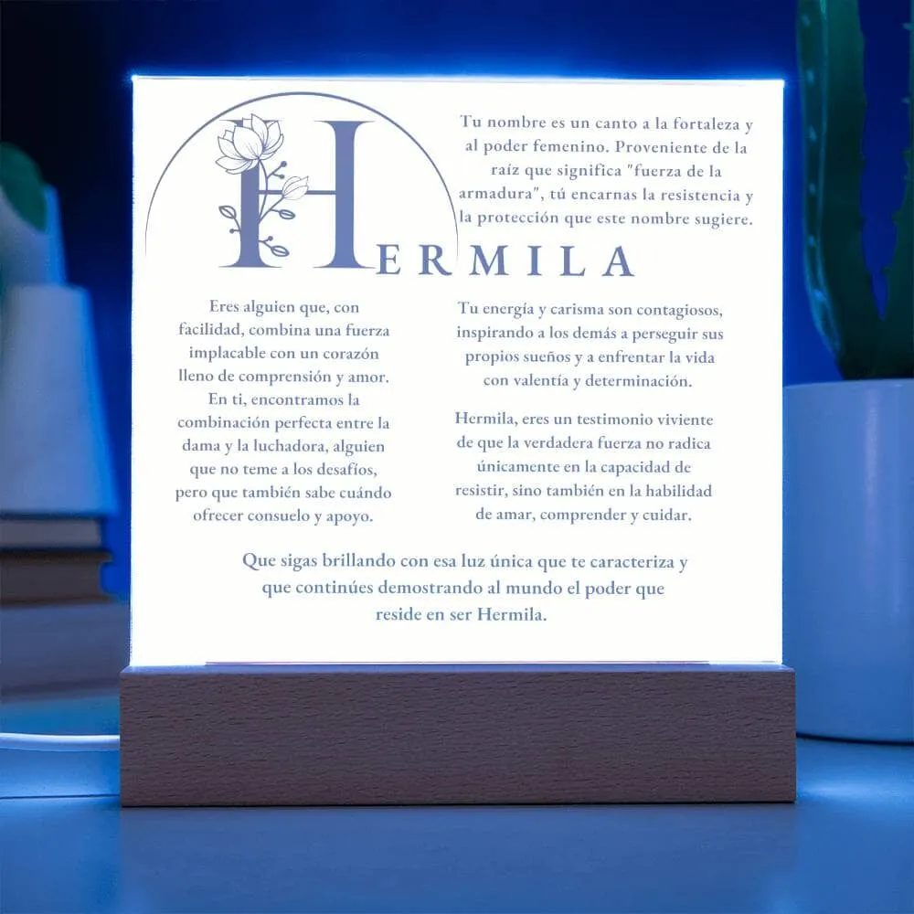 Coraza de Luz: El Poder de Hermila - Acrílico con luz Led para Hermila