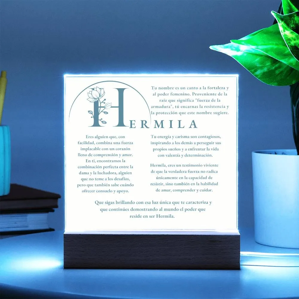 Coraza de Luz: El Poder de Hermila - Acrílico con luz Led para Hermila