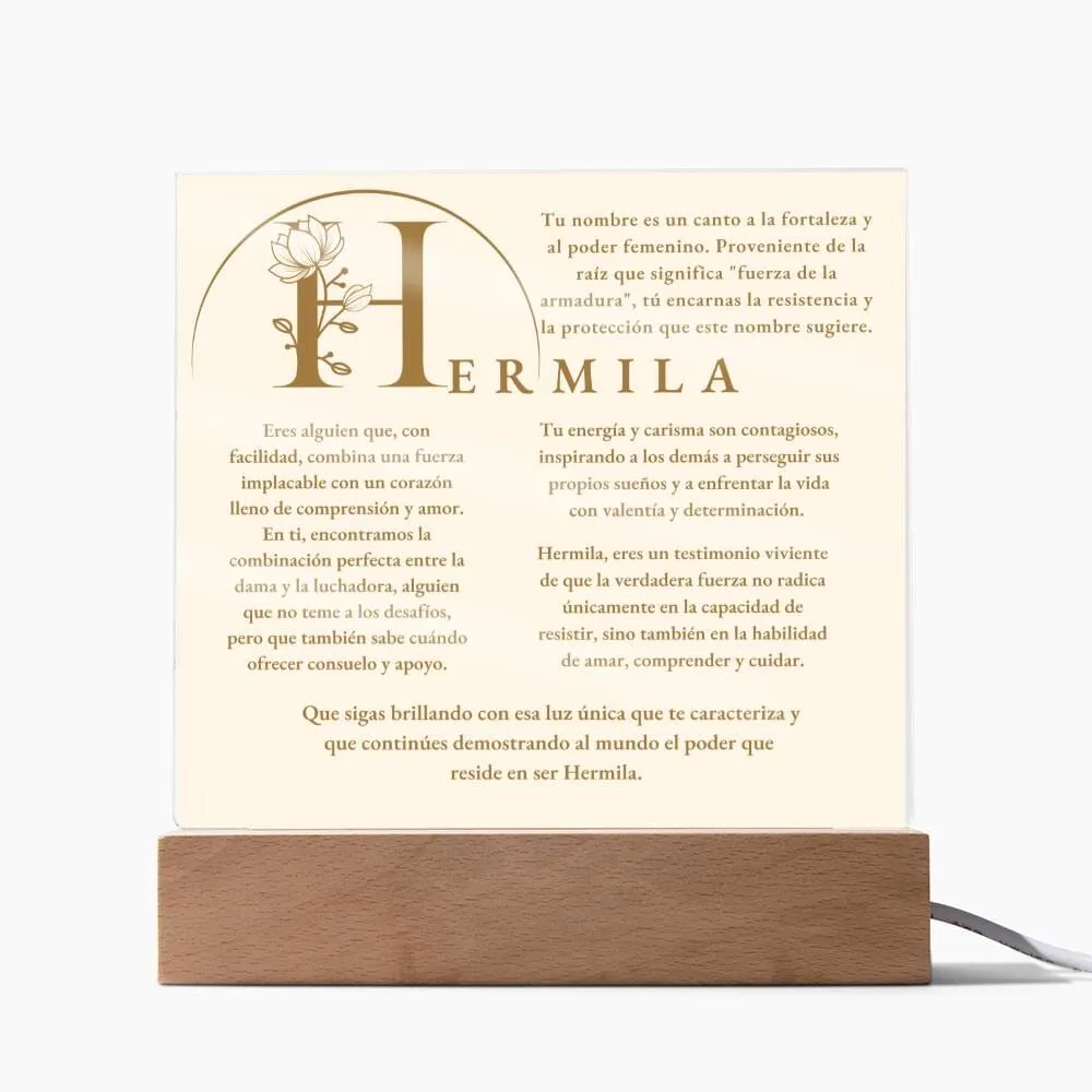 Coraza de Luz: El Poder de Hermila - Acrílico con luz Led para Hermila