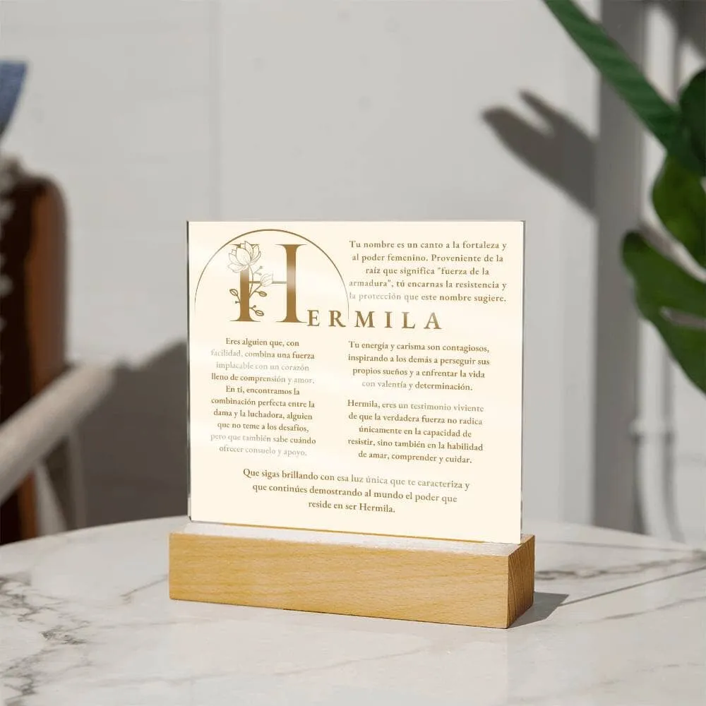 Coraza de Luz: El Poder de Hermila - Acrílico con luz Led para Hermila