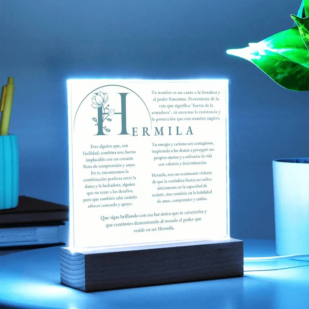 Coraza de Luz: El Poder de Hermila - Acrílico con luz Led para Hermila
