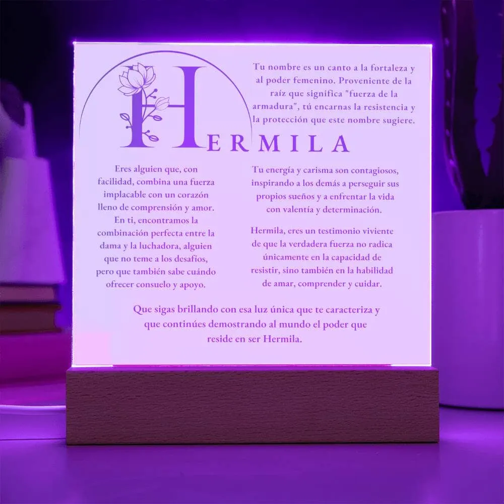 Coraza de Luz: El Poder de Hermila - Acrílico con luz Led para Hermila