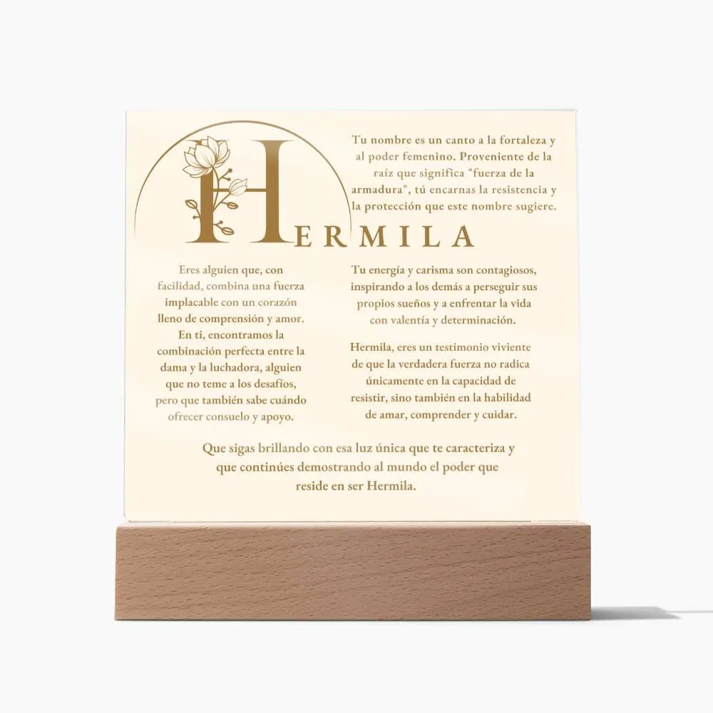 Coraza de Luz: El Poder de Hermila - Acrílico con luz Led para Hermila