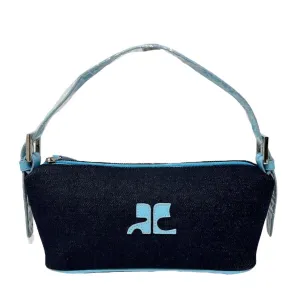 Courreges Denim Logo Shoulder Bag