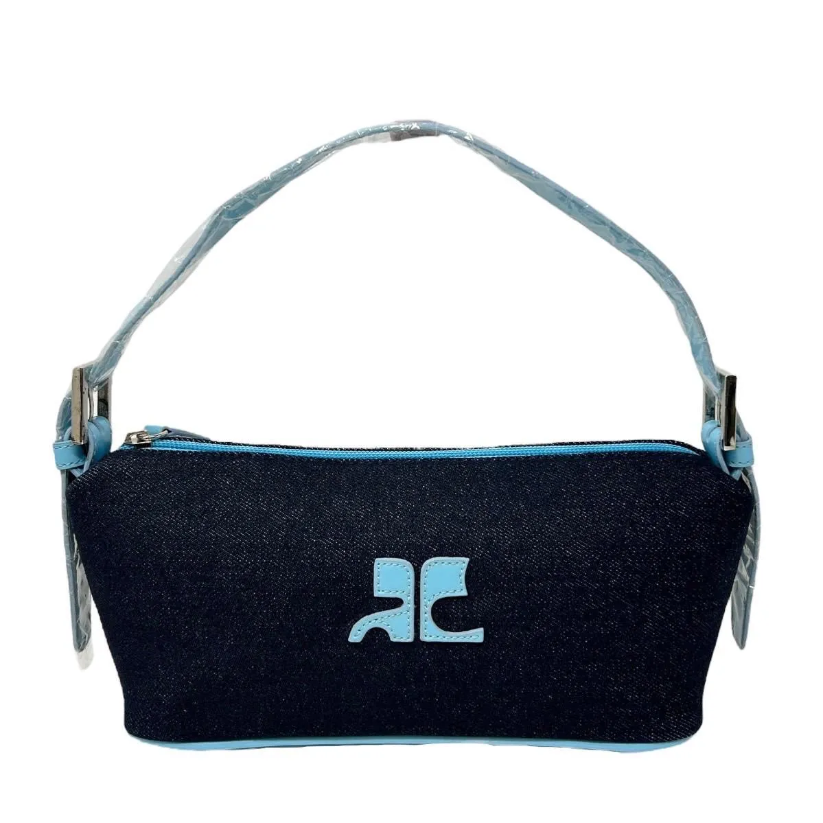 Courreges Denim Logo Shoulder Bag
