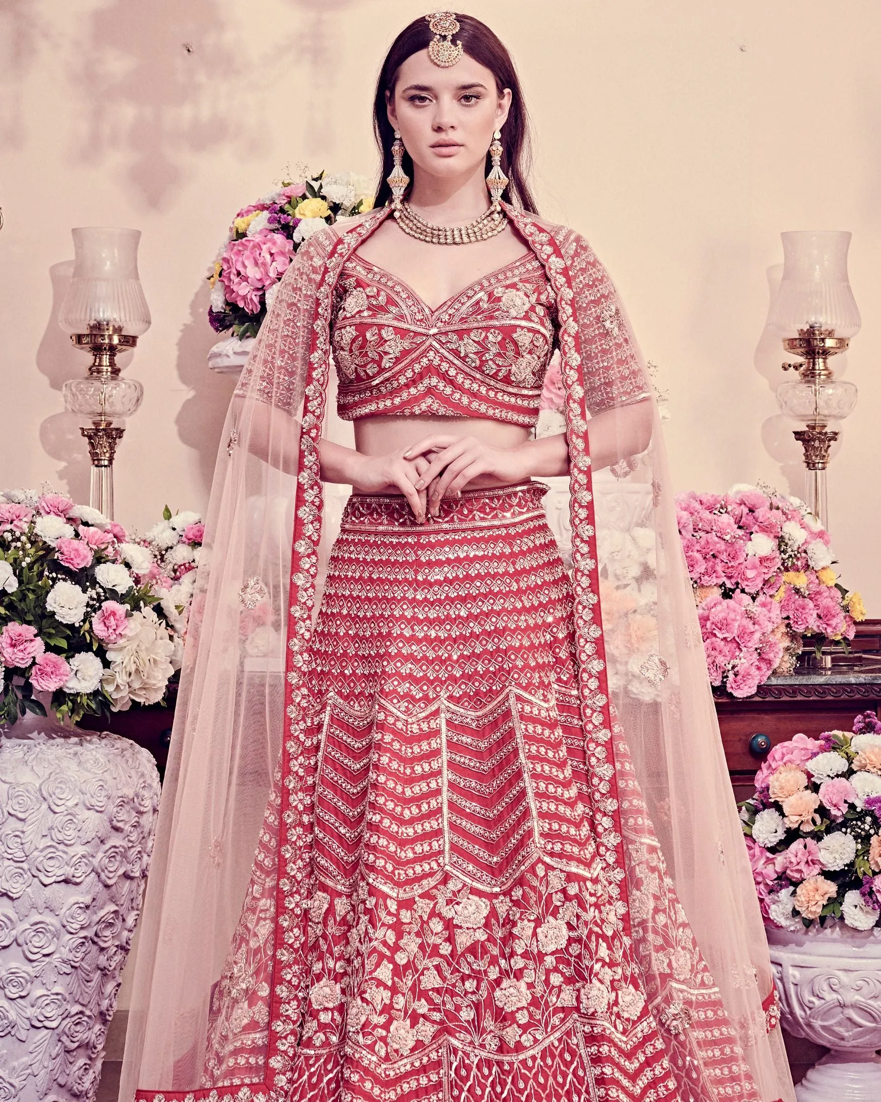 Cranberry Red Bridal Lehenga