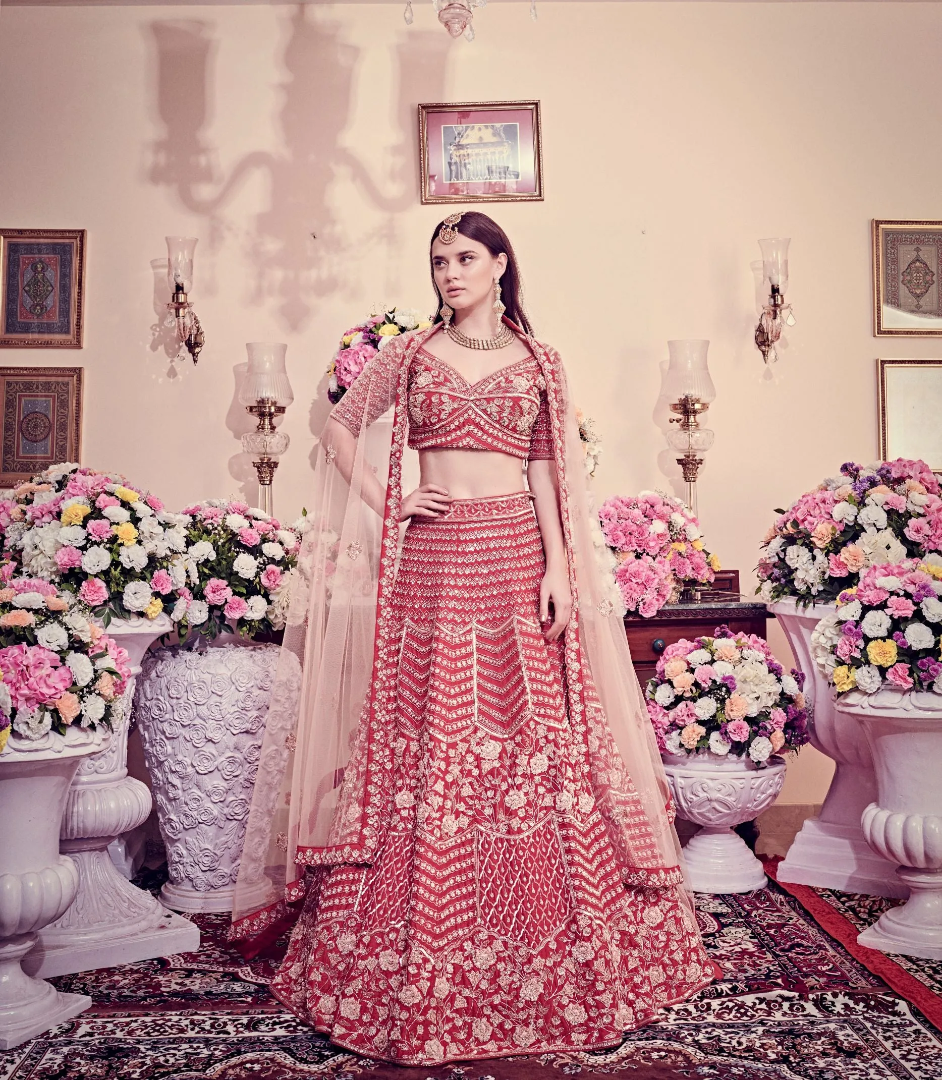 Cranberry Red Bridal Lehenga