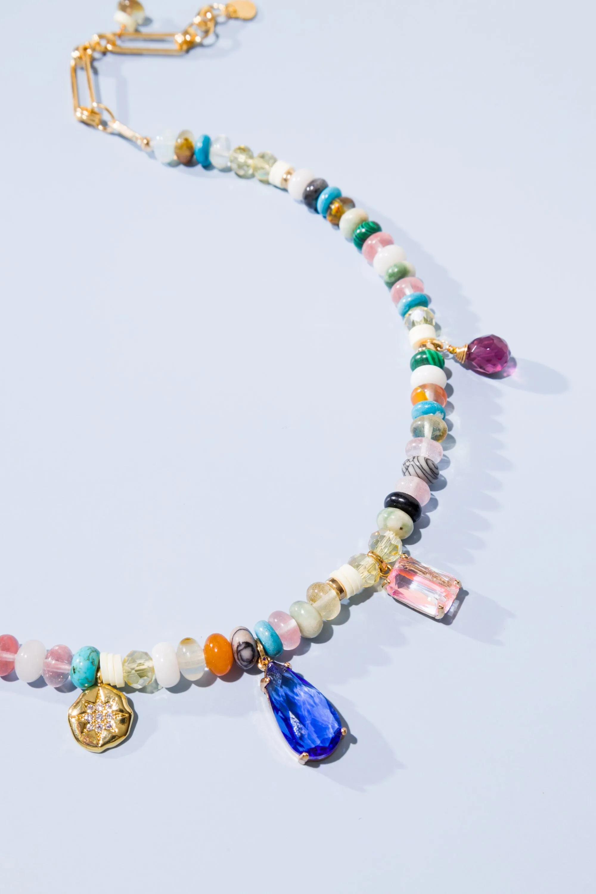 Crystal Beads and Charm Necklace