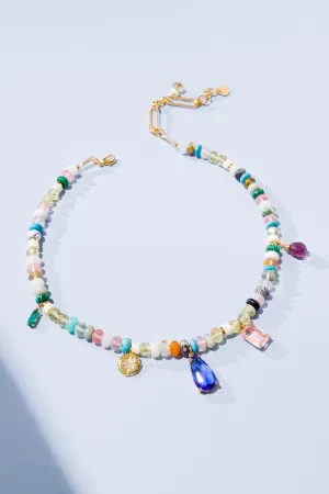 Crystal Beads and Charm Necklace