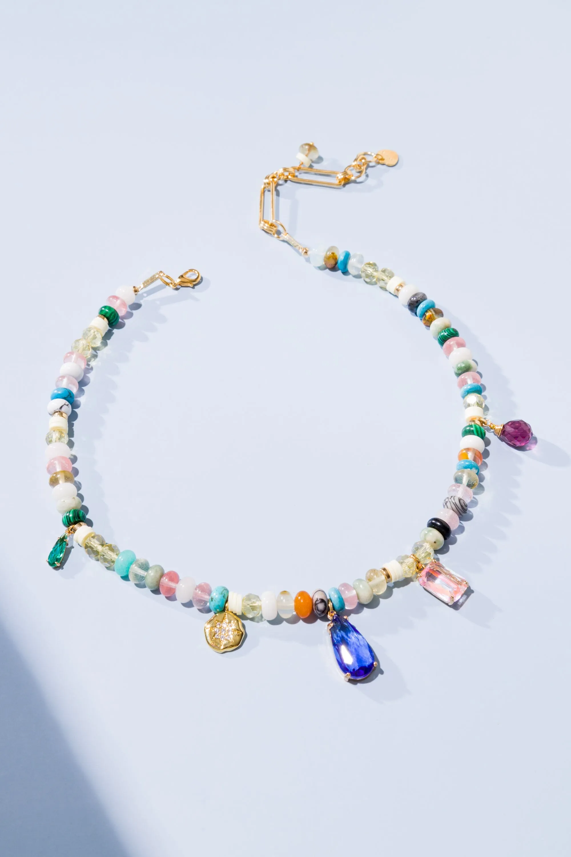 Crystal Beads and Charm Necklace