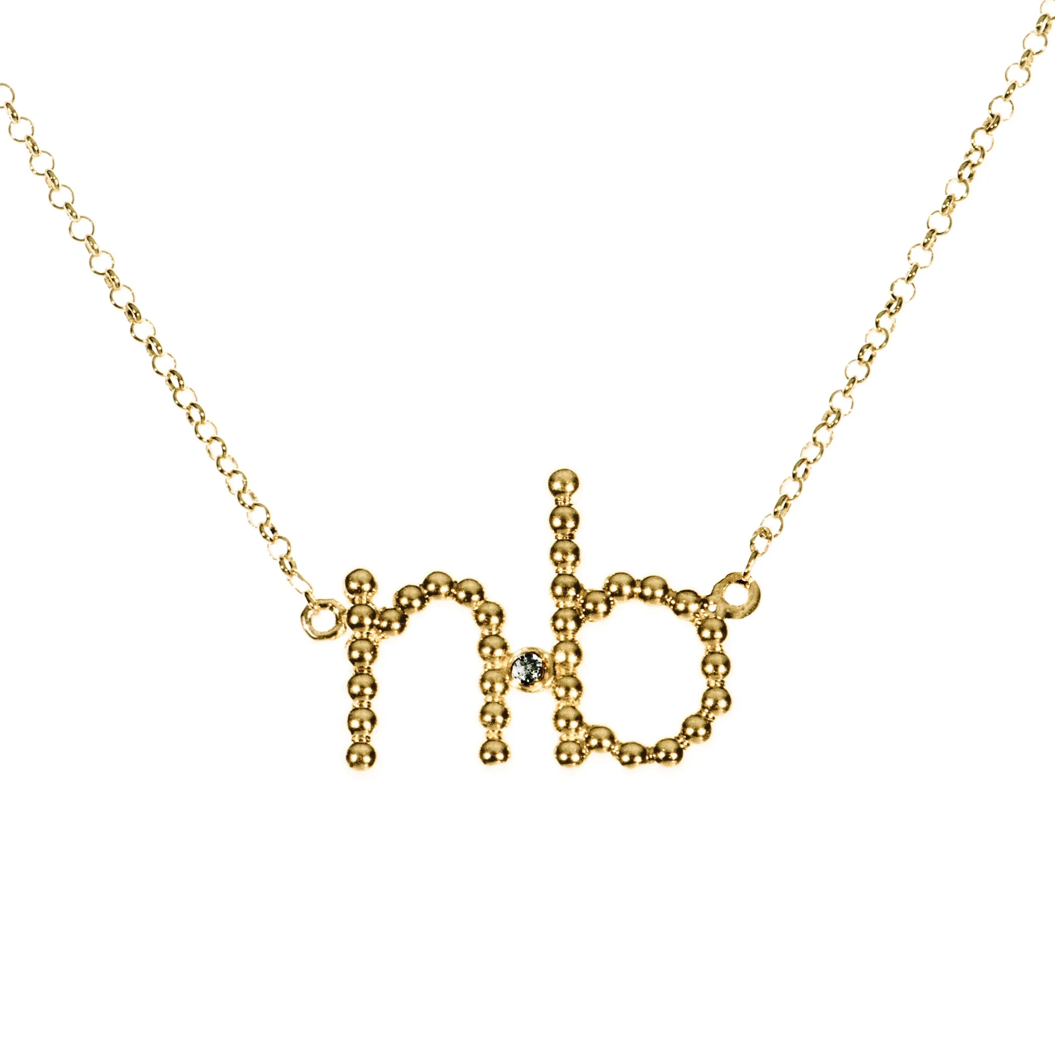 Custom Beaded 2 Initial Diamond Necklace