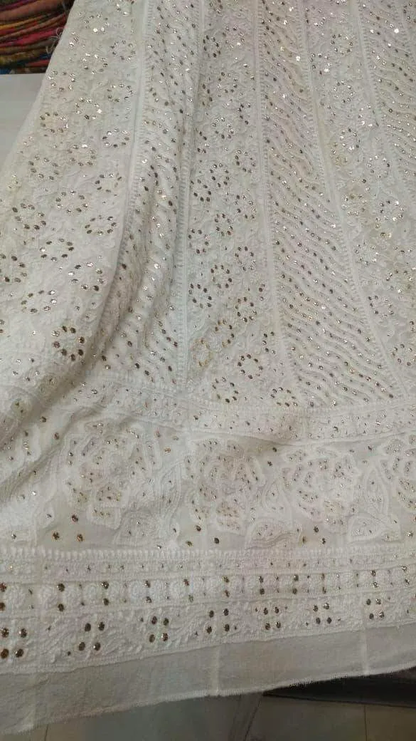 Custom Designer Georgette Chikankari Lehenga