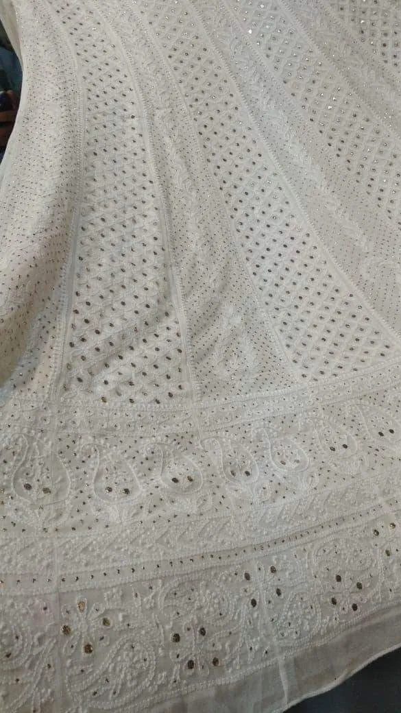 Custom Designer Georgette Chikankari Lehenga