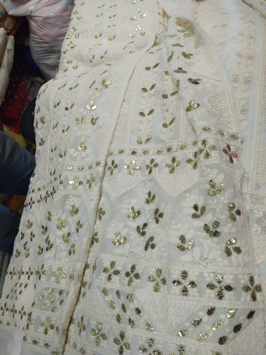 Custom Designer Georgette Chikankari Lehenga