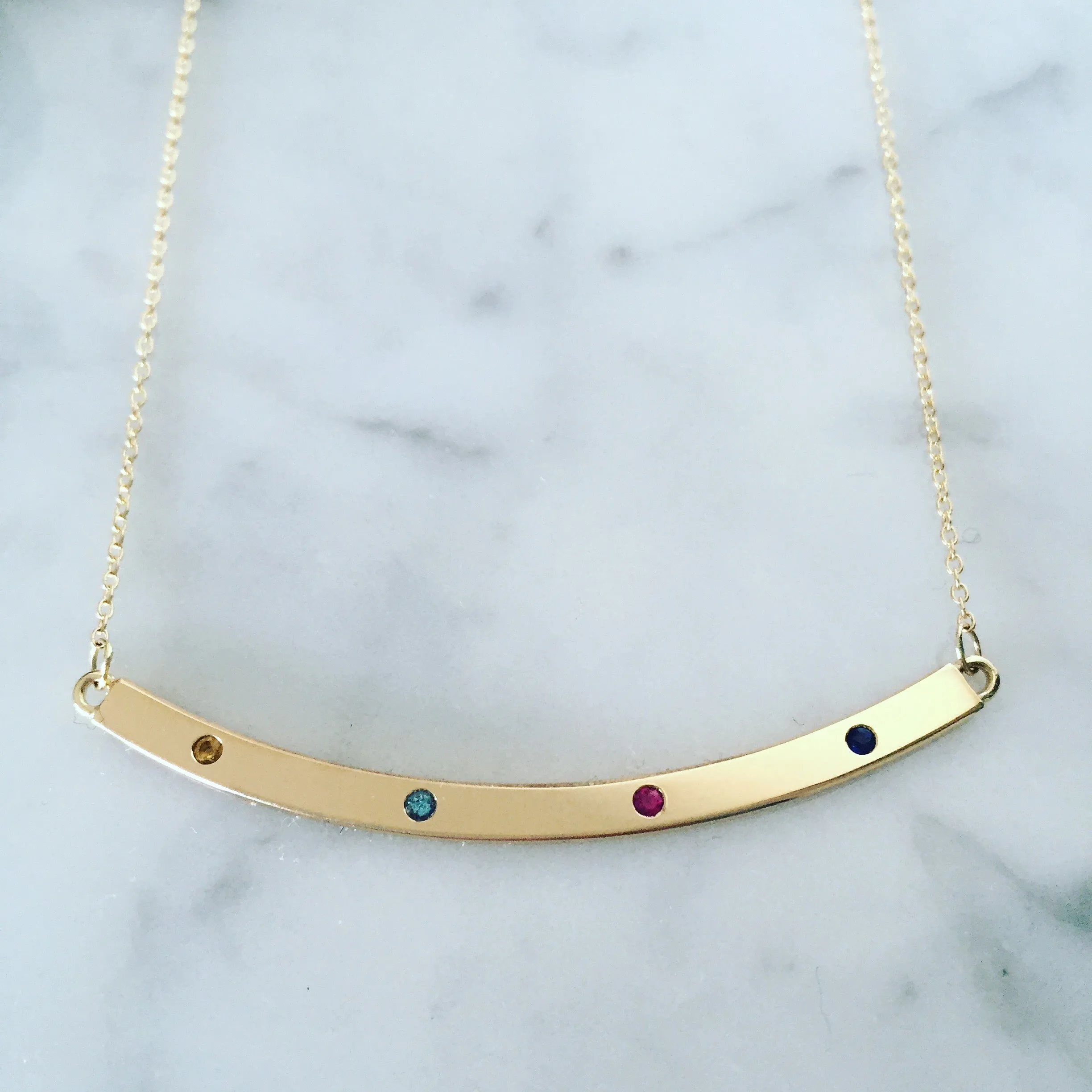 Custom Gemstone Arc Bar Necklace