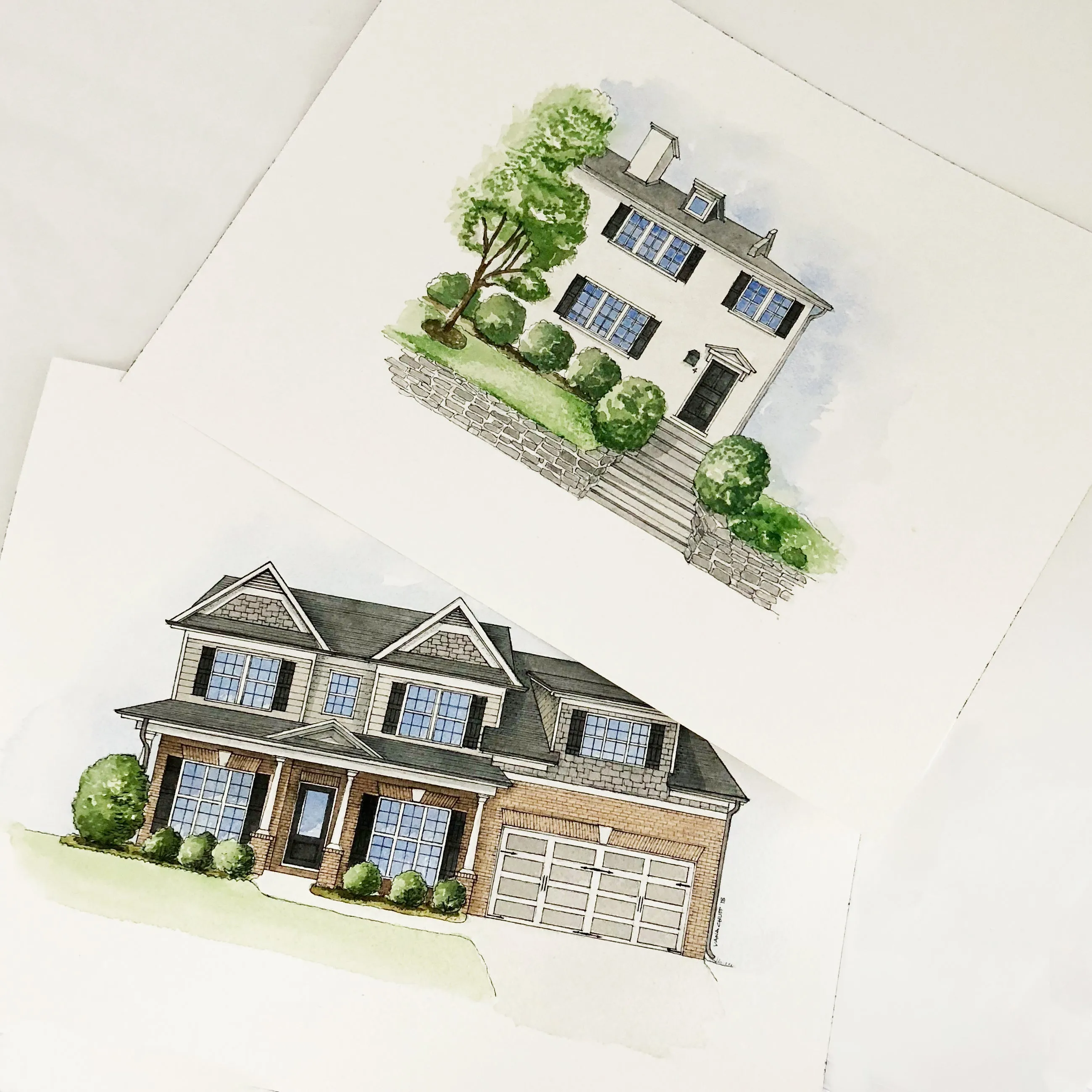 Custom House Illustration - Watercolor