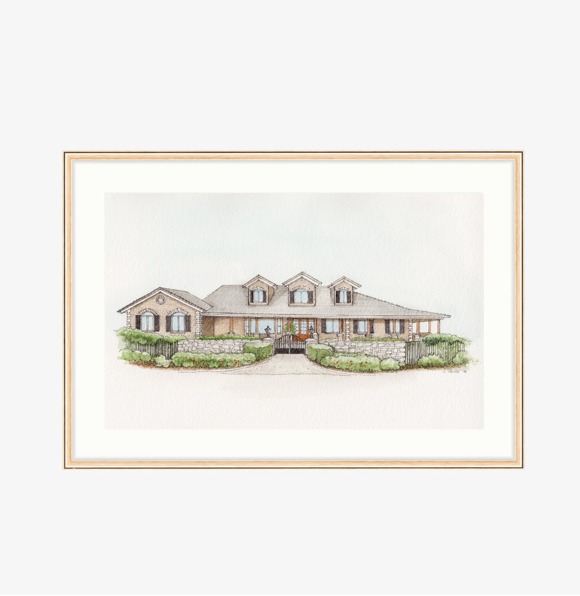 Custom House Illustration - Watercolor