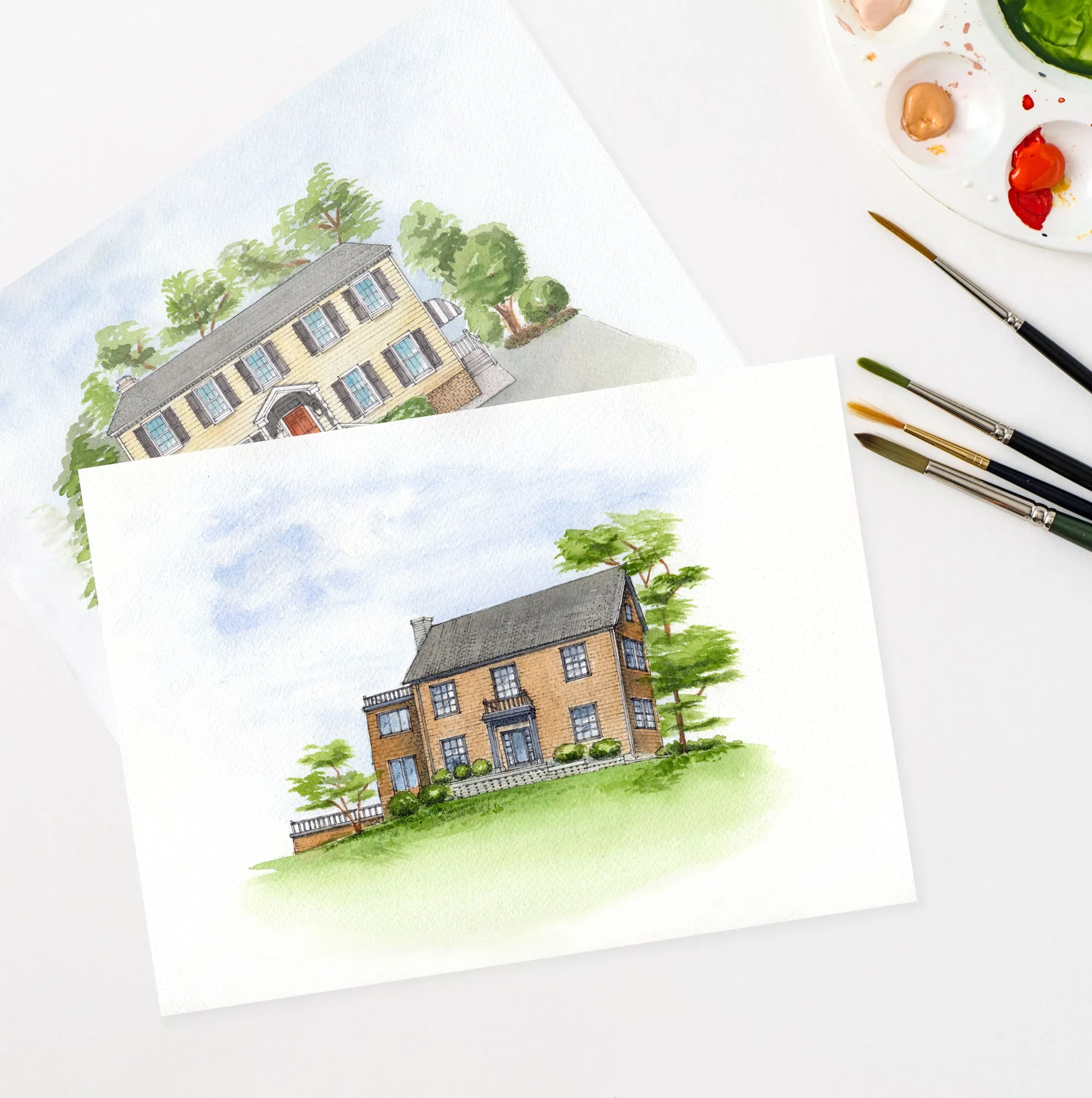 Custom House Illustration - Watercolor