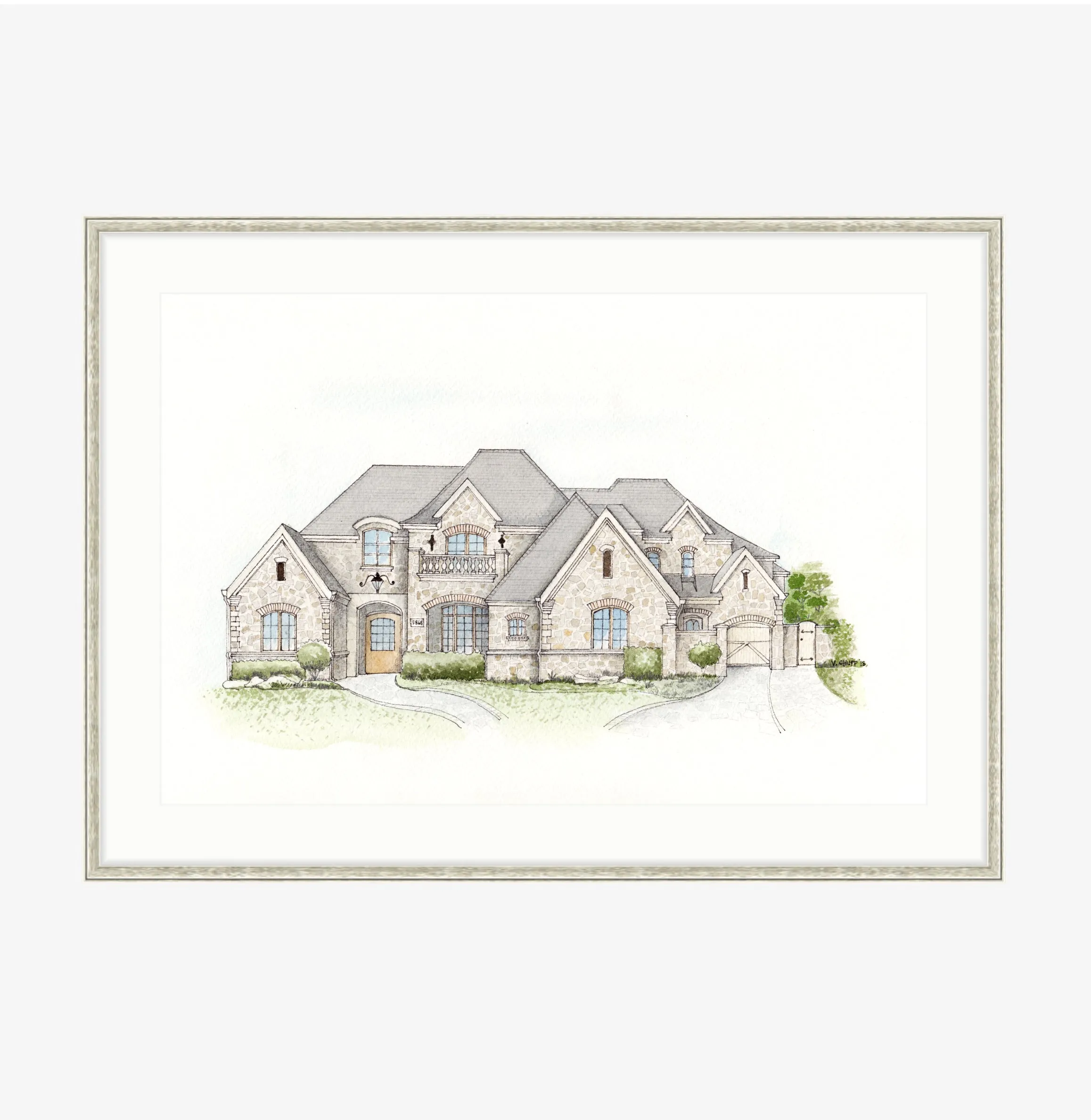 Custom House Illustration - Watercolor