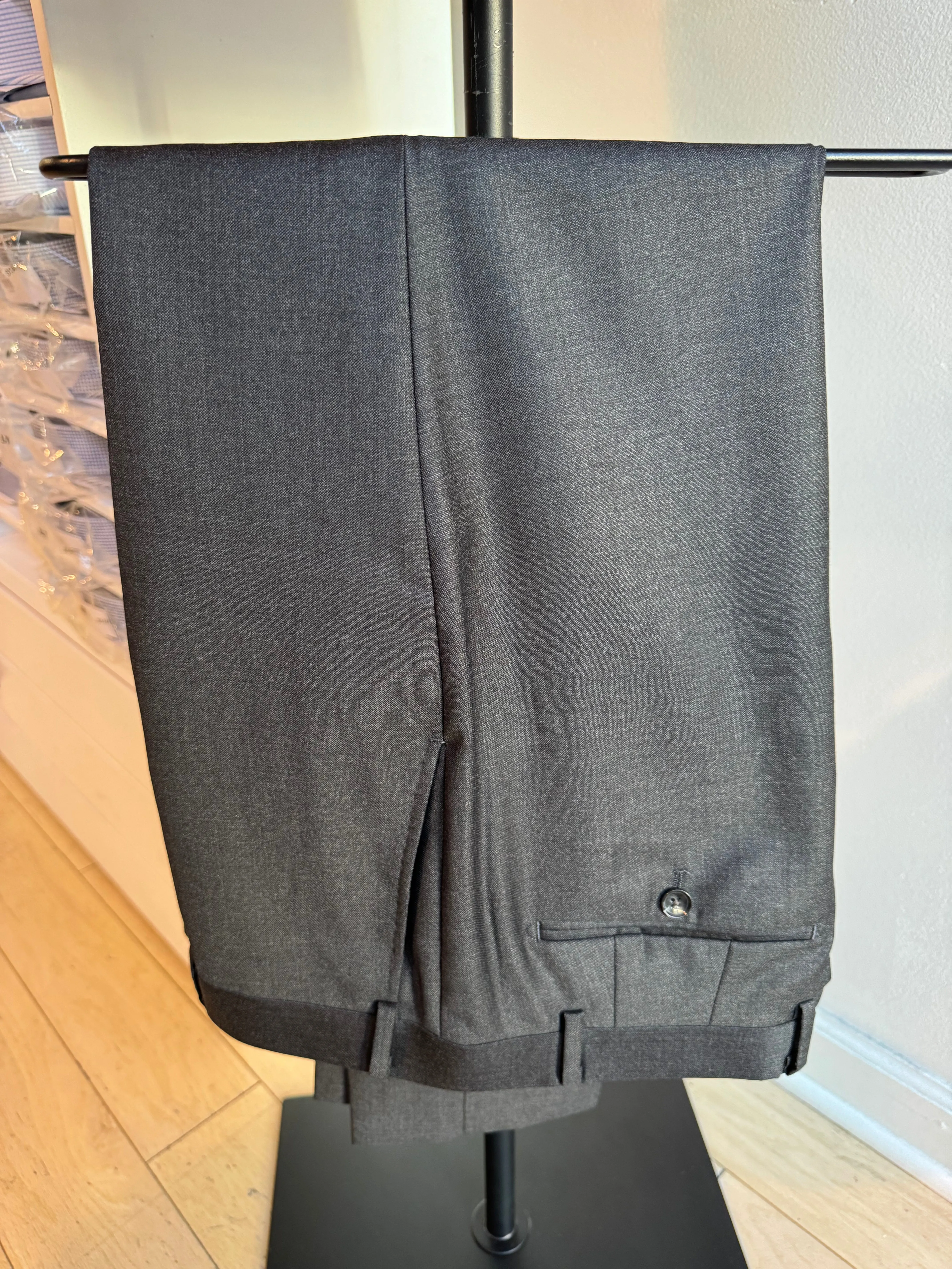 Dark Charcoal Sharkskin Premium Italian Suit Pants