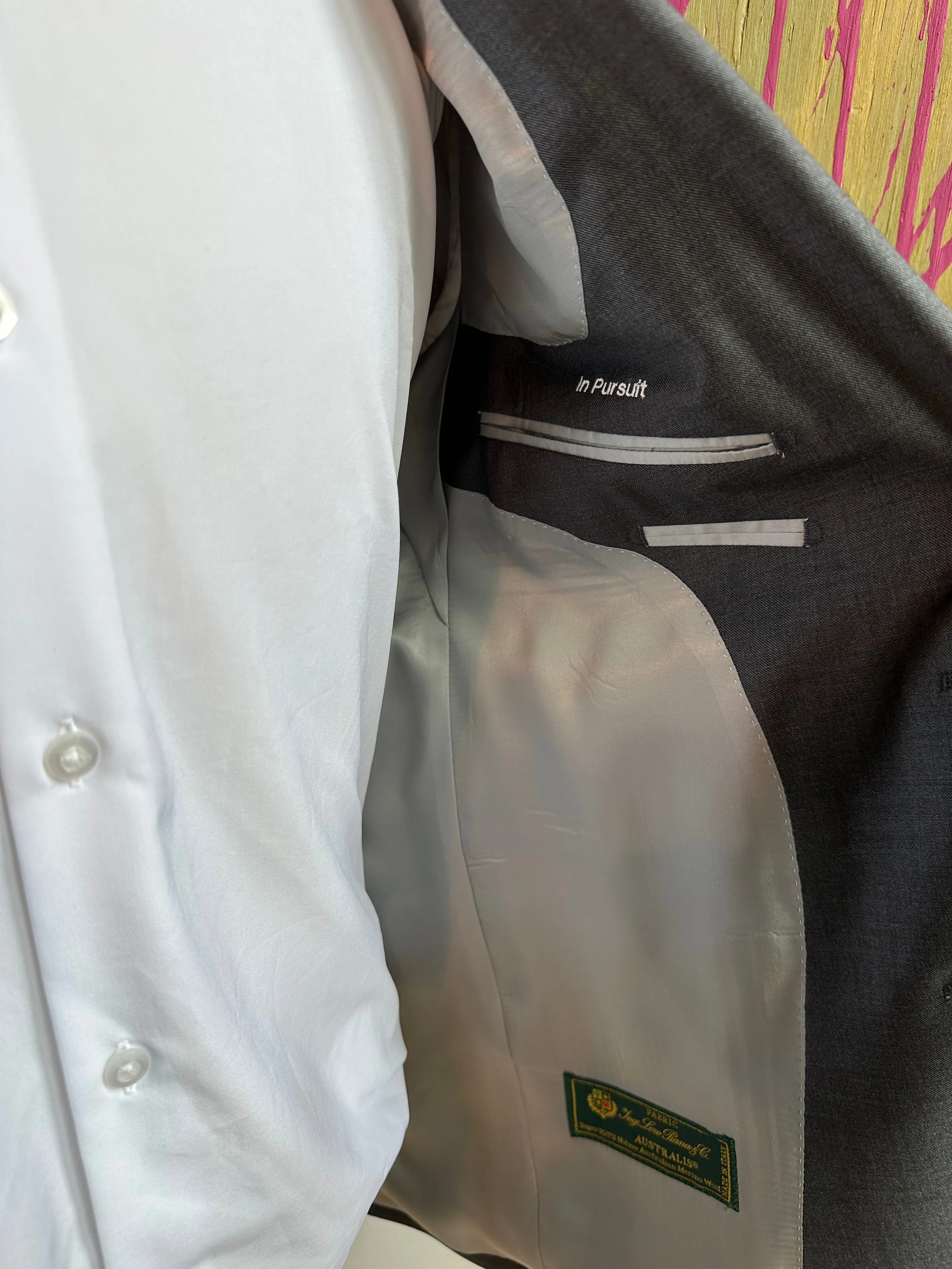 Dark Gray Sharkskin Luxury Suit Coat