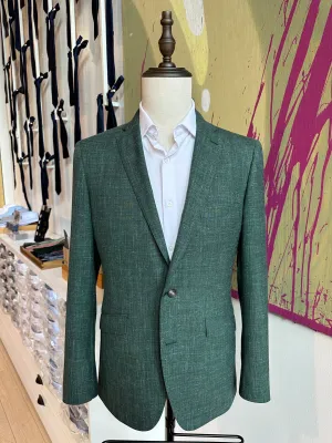 Dark Green Linen Blend Luxury Suit Coat