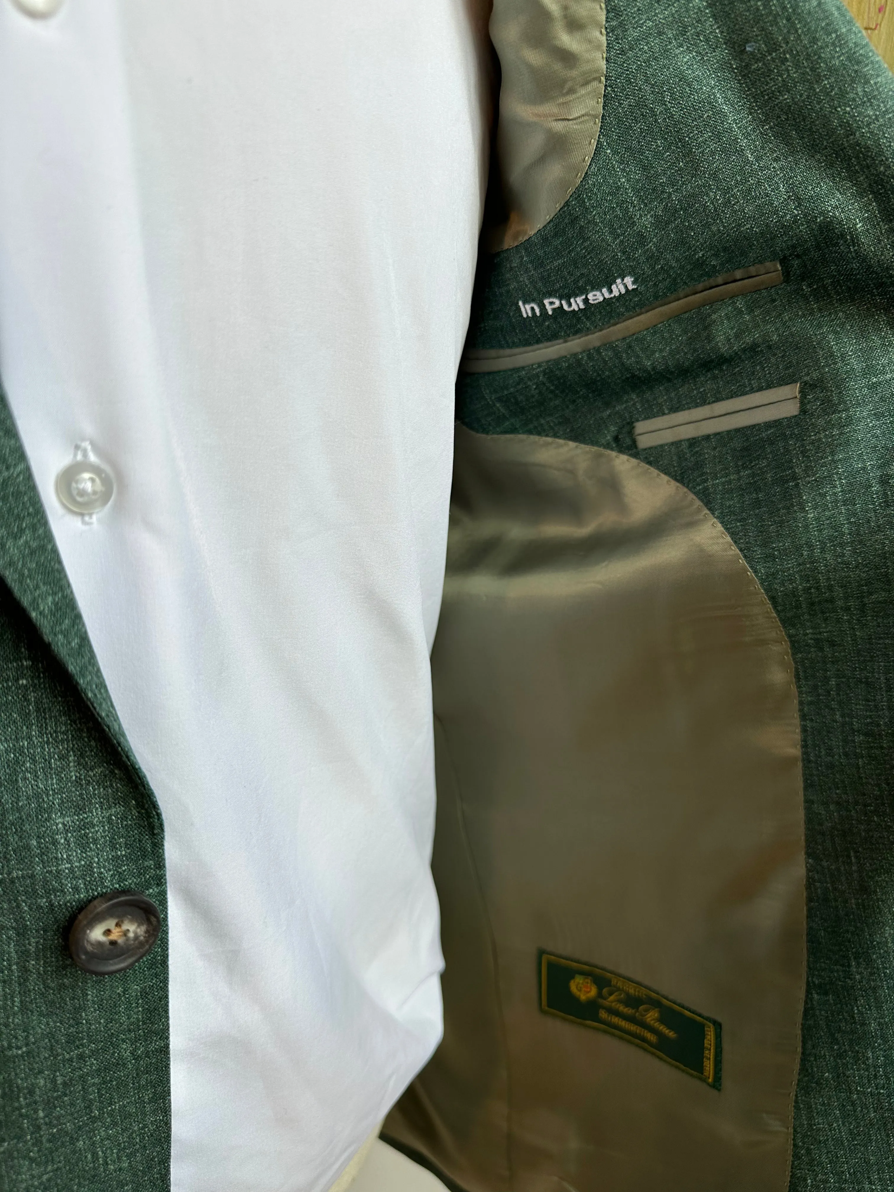 Dark Green Linen Blend Luxury Suit Coat
