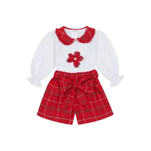 DB24802 Deolinda Red Checked Short Set