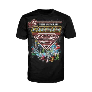 DC Comics Crisis Logo Justice League Official Men's T-shirt (Black)