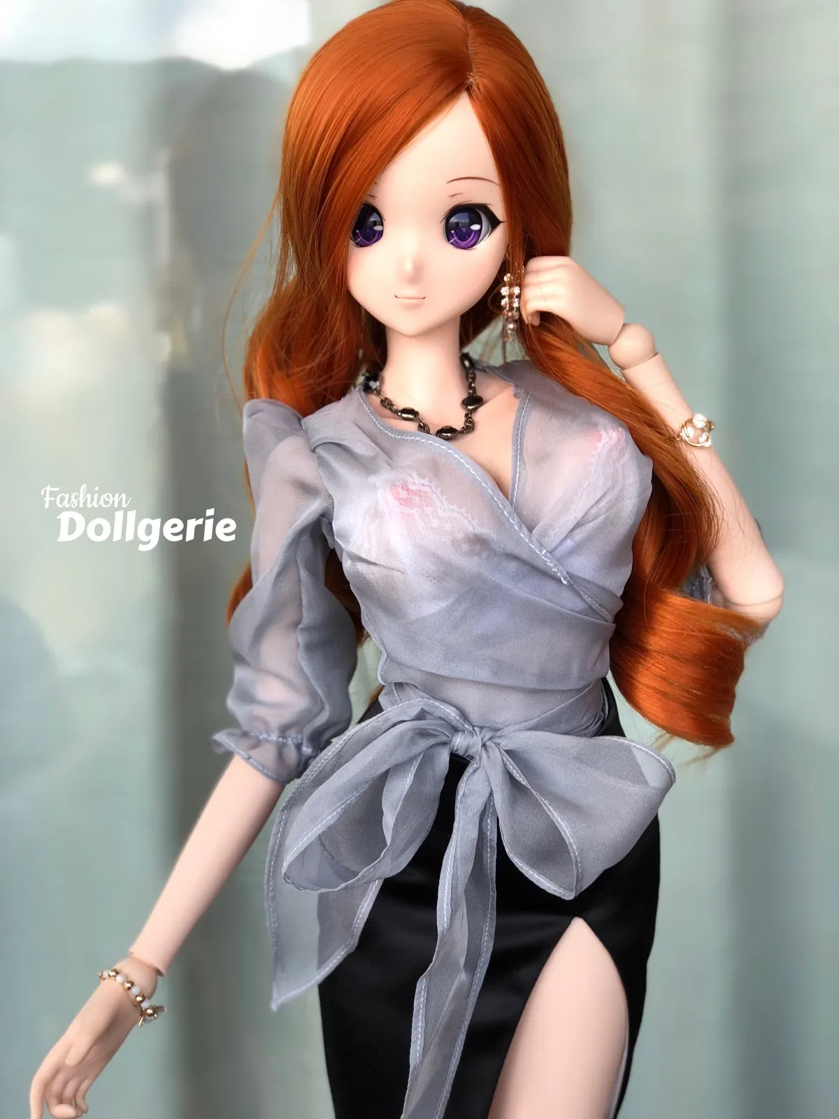 Deep-V See-through Bow Knot Top