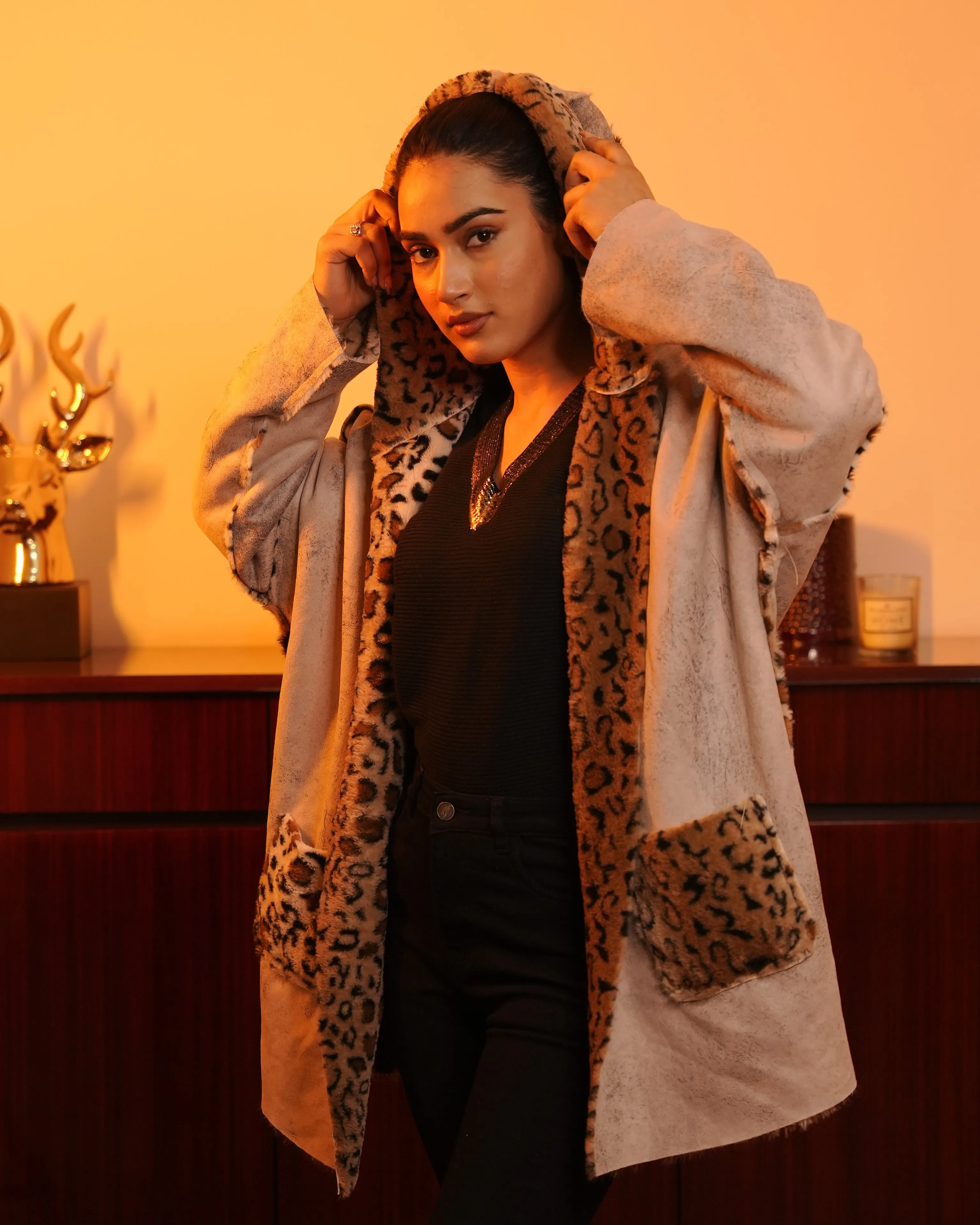 Designer Faux Fur Hooded Jacket