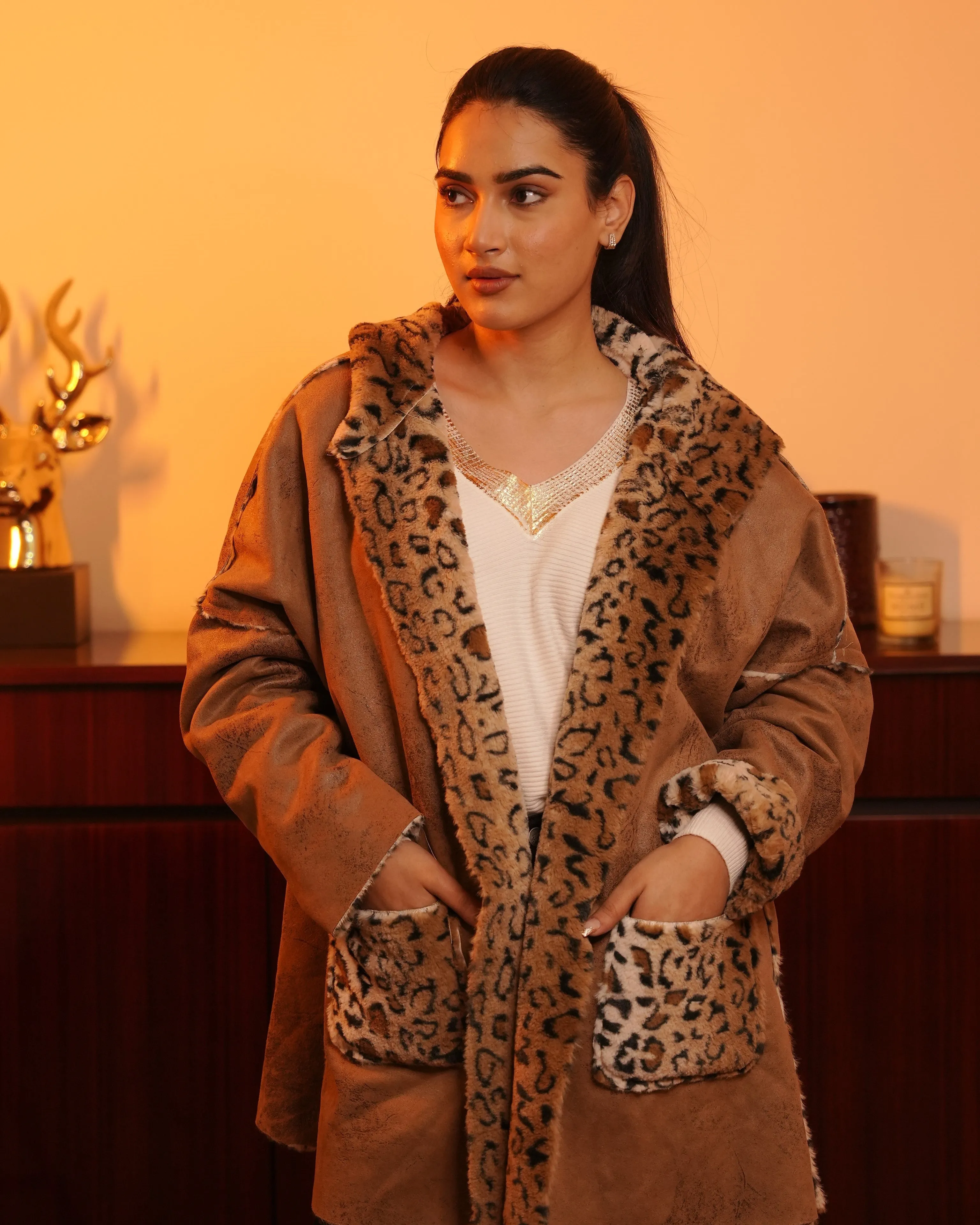 Designer Faux Fur Hooded Jacket