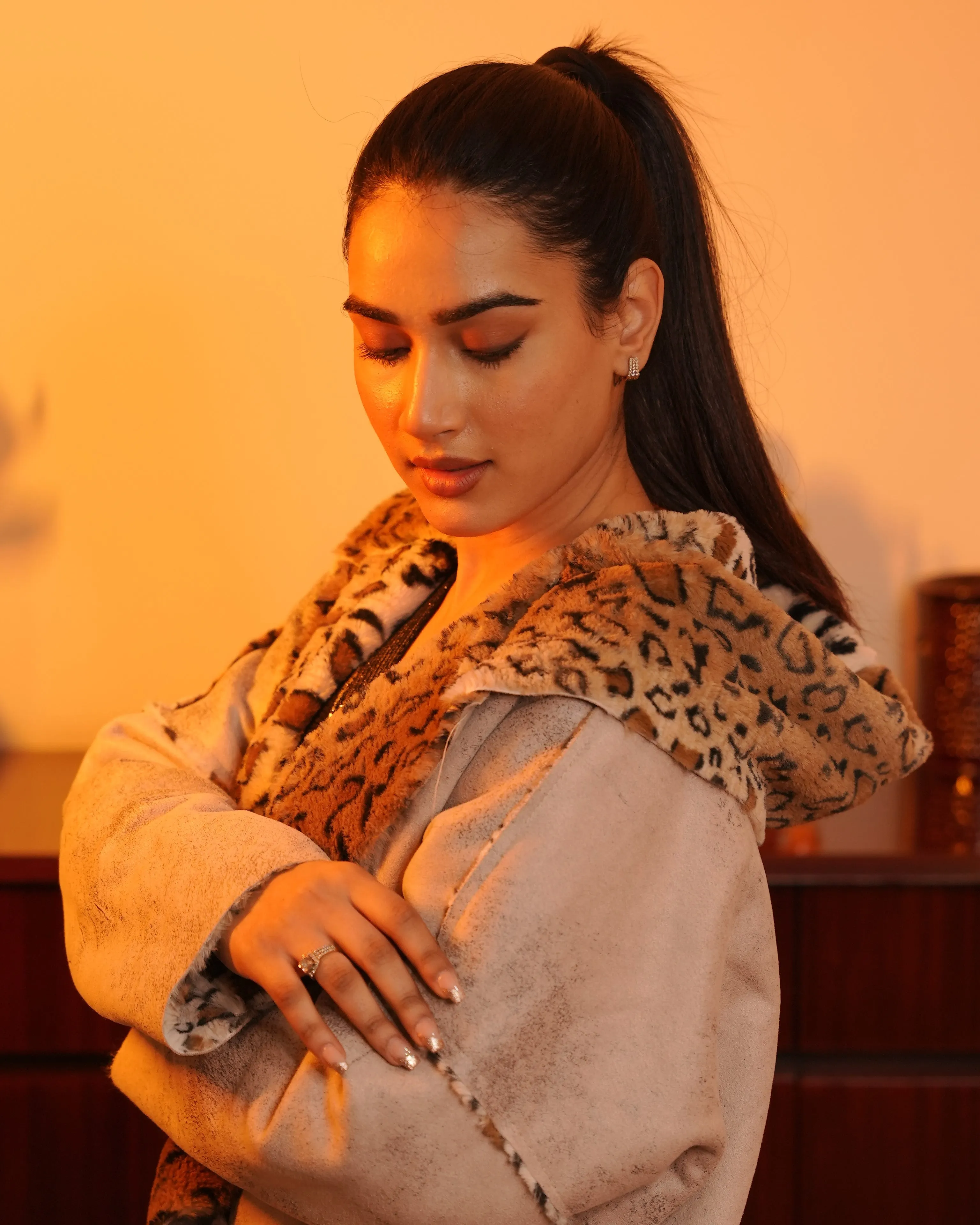 Designer Faux Fur Hooded Jacket