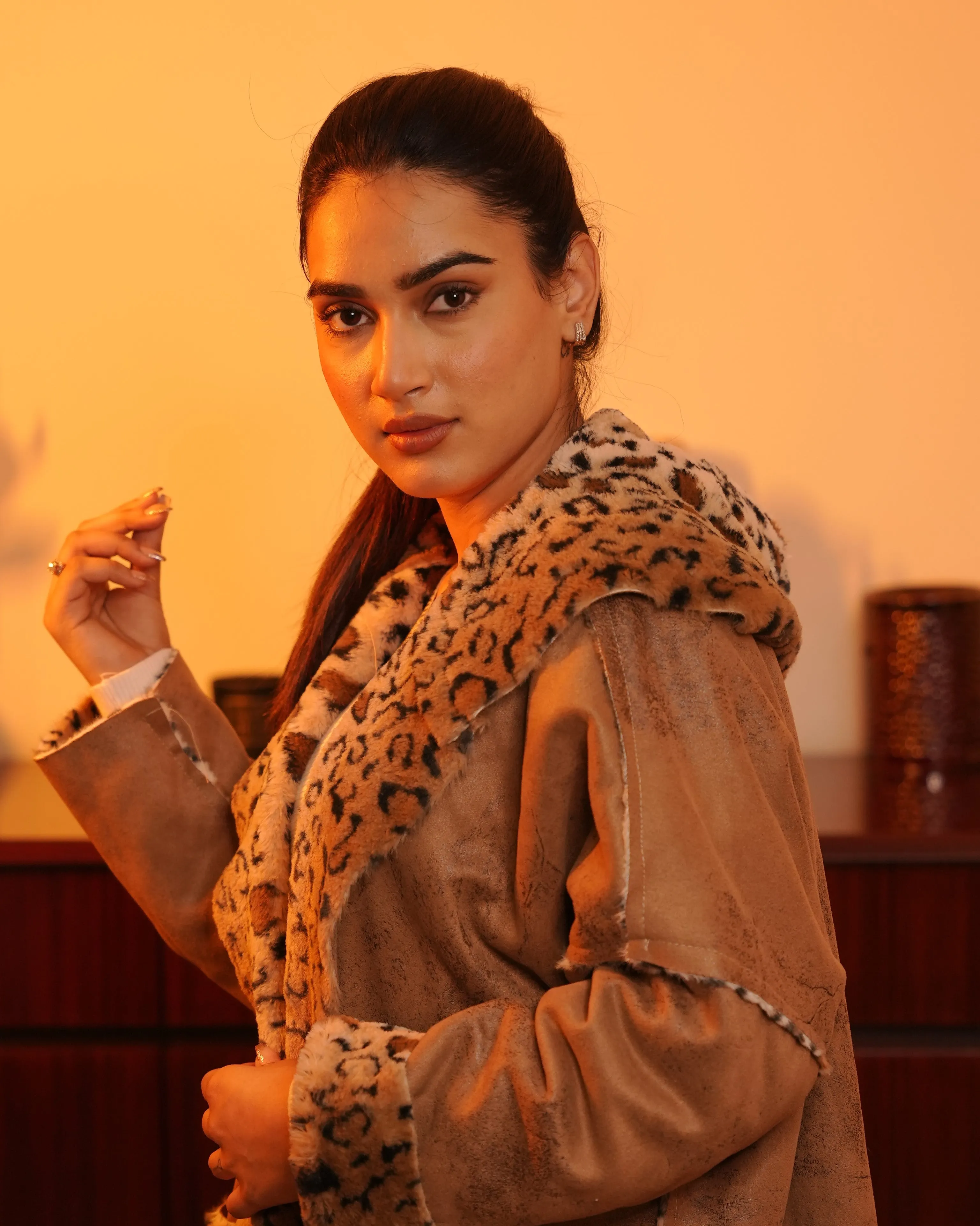 Designer Faux Fur Hooded Jacket