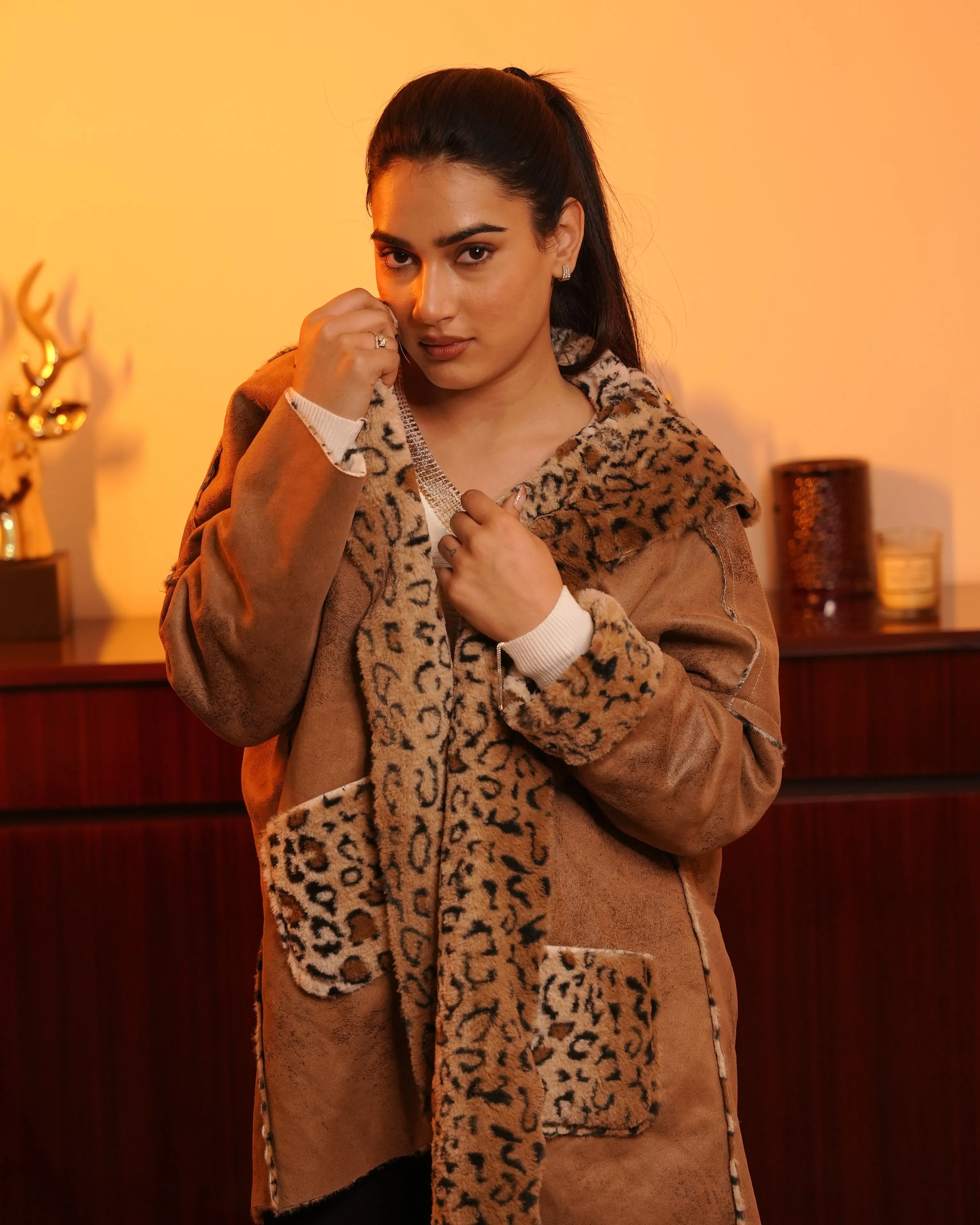 Designer Faux Fur Hooded Jacket