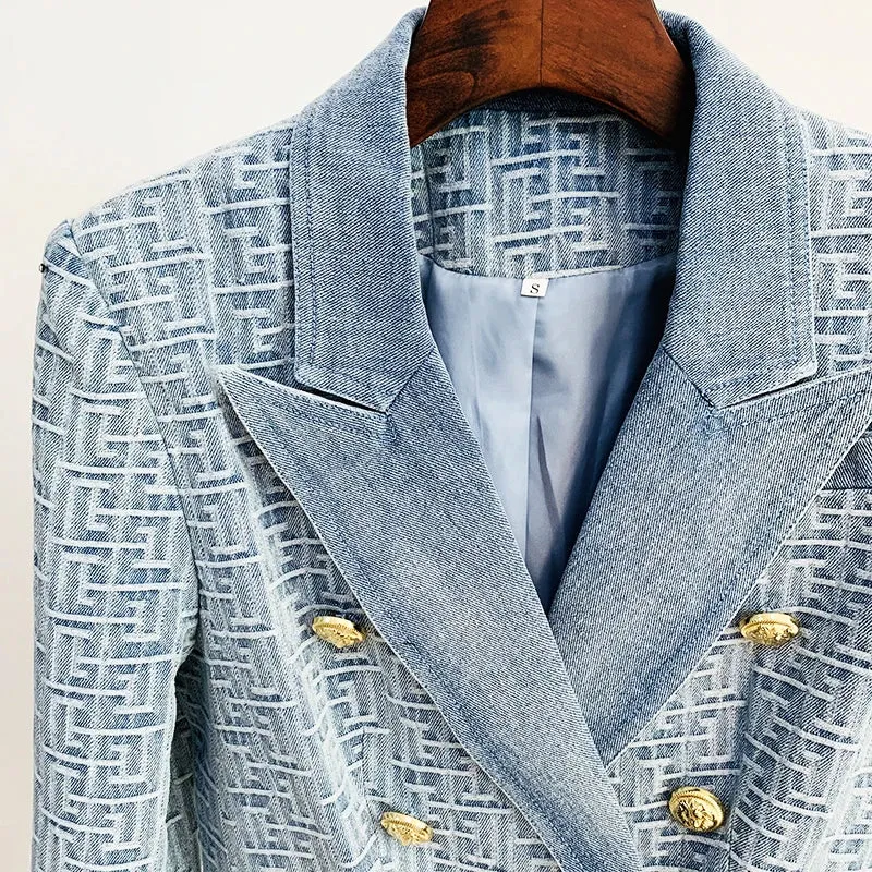 Designer Jacket Double Breasted Lion Buttons