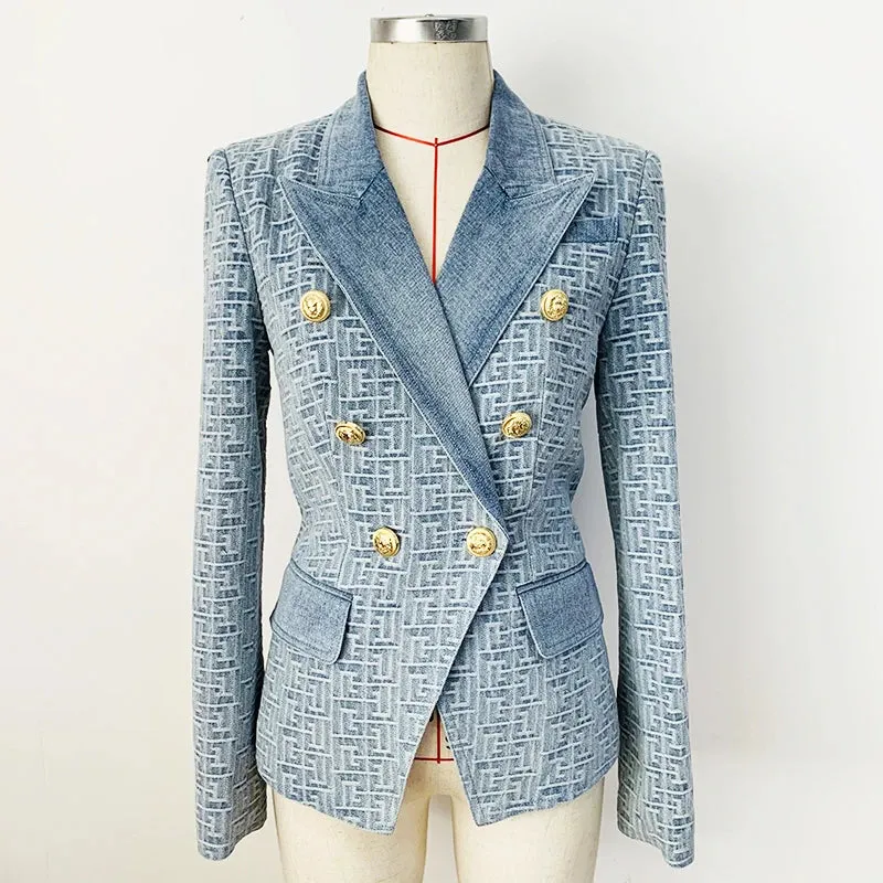 Designer Jacket Double Breasted Lion Buttons