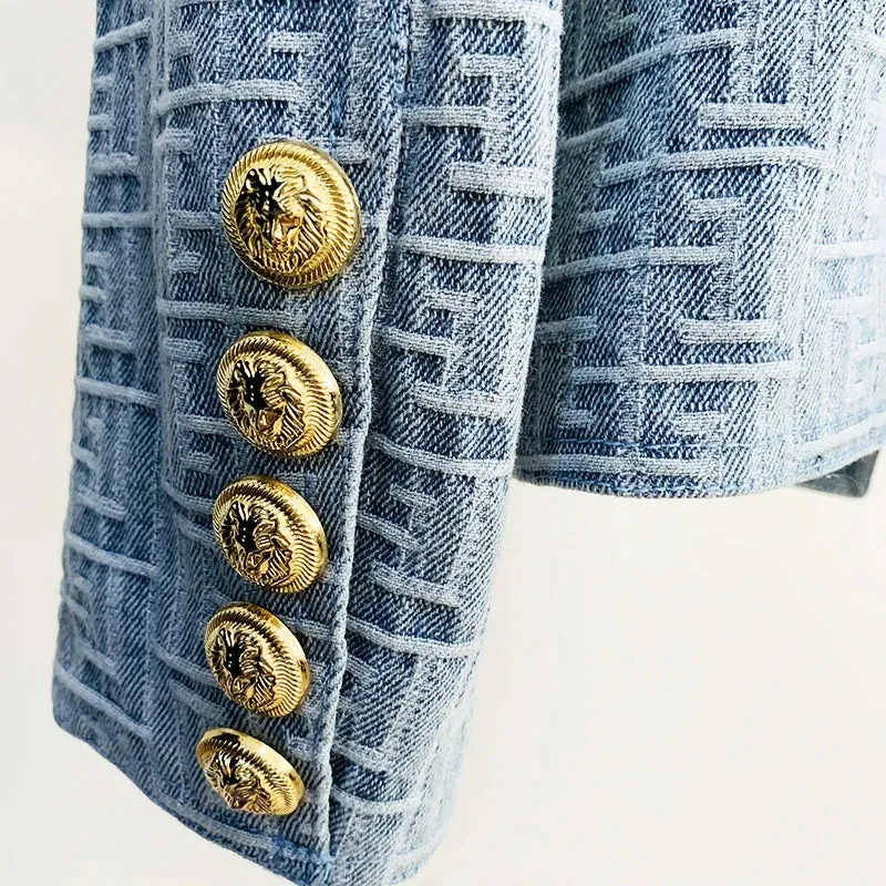 Designer Jacket Double Breasted Lion Buttons