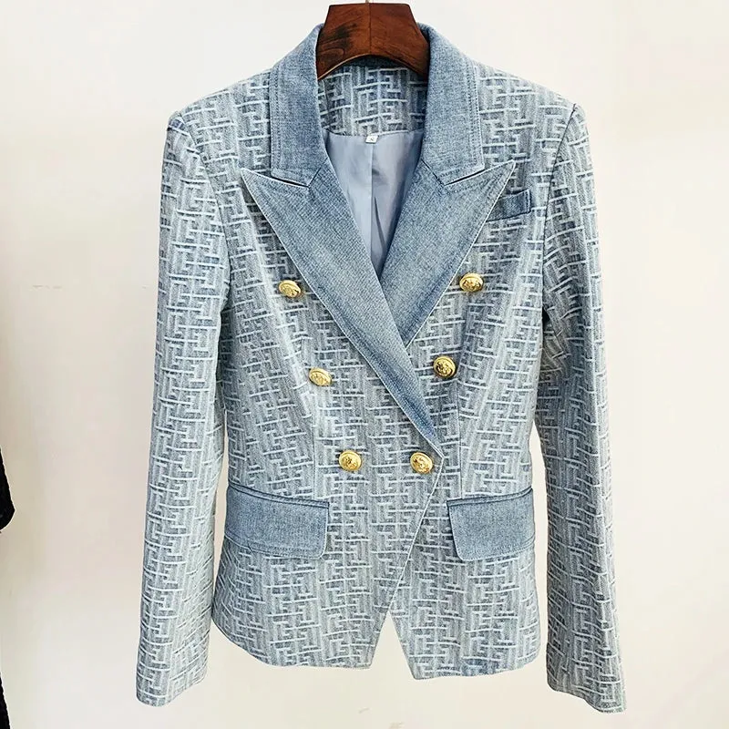 Designer Jacket Double Breasted Lion Buttons