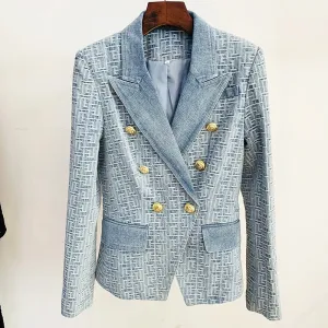 Designer Jacket Double Breasted Lion Buttons