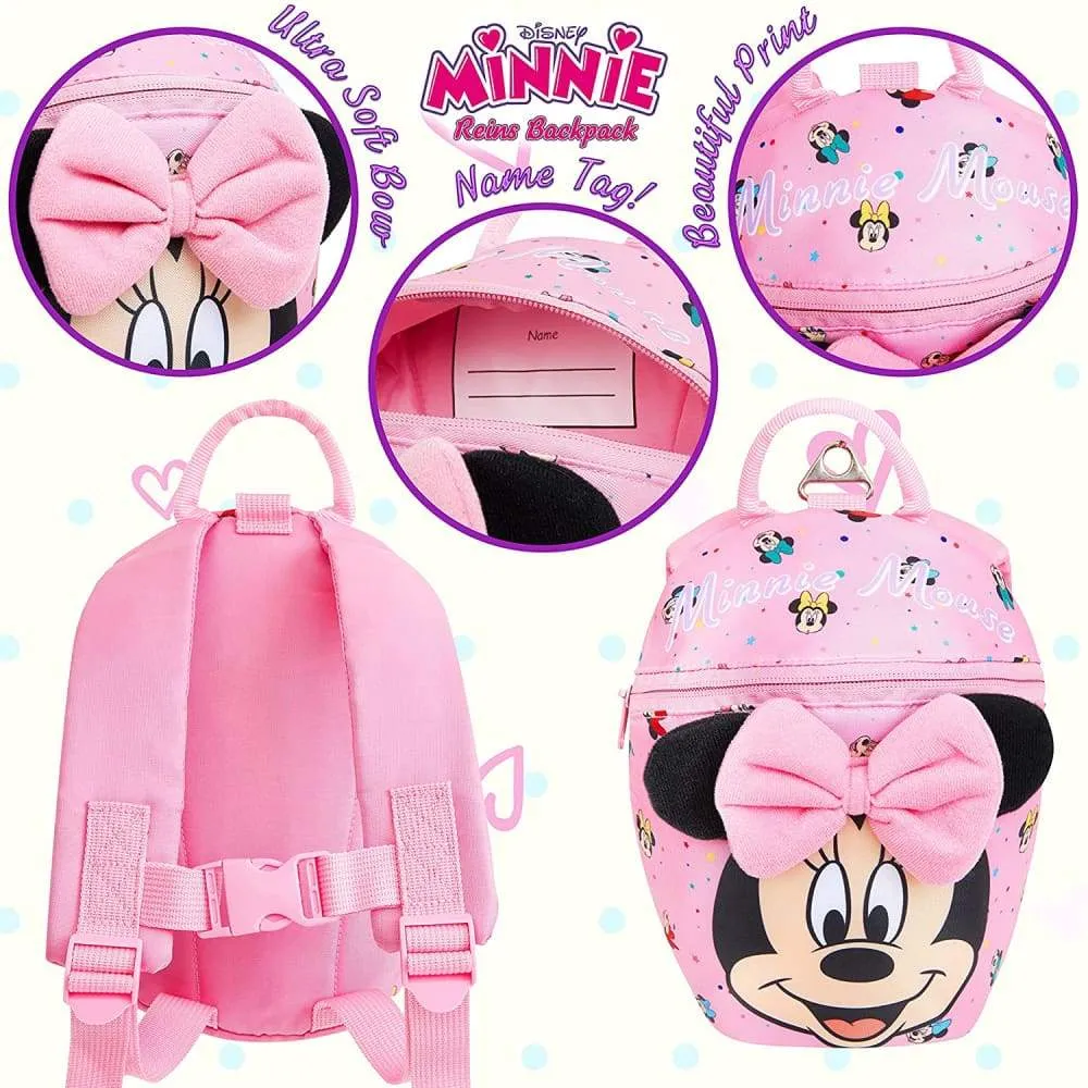 Disney Toddler Backpack with Reins, Minnie Mouse Backpack Reins for Kids, Child Harness Toddler Reins 1-4 Years