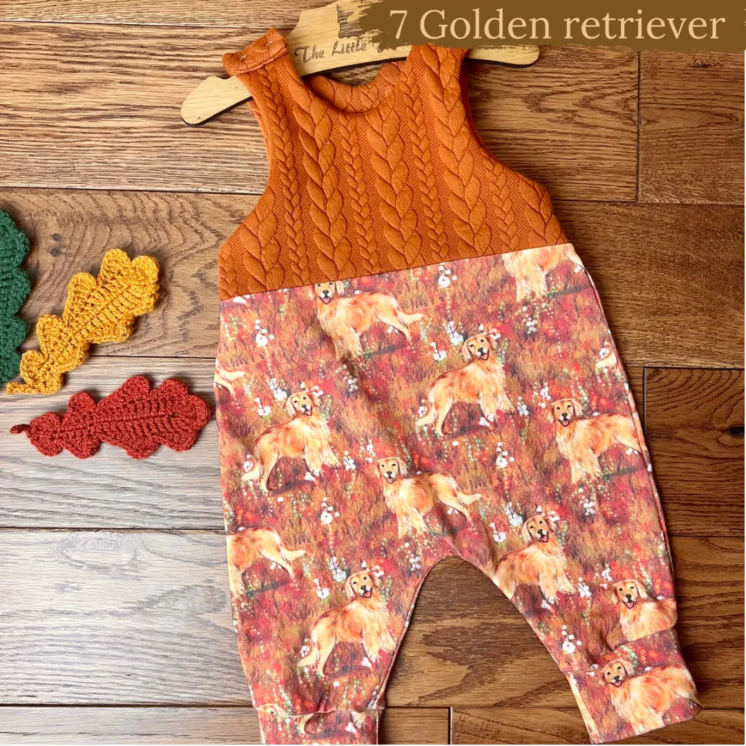 Dog breeds cable knit topped romper