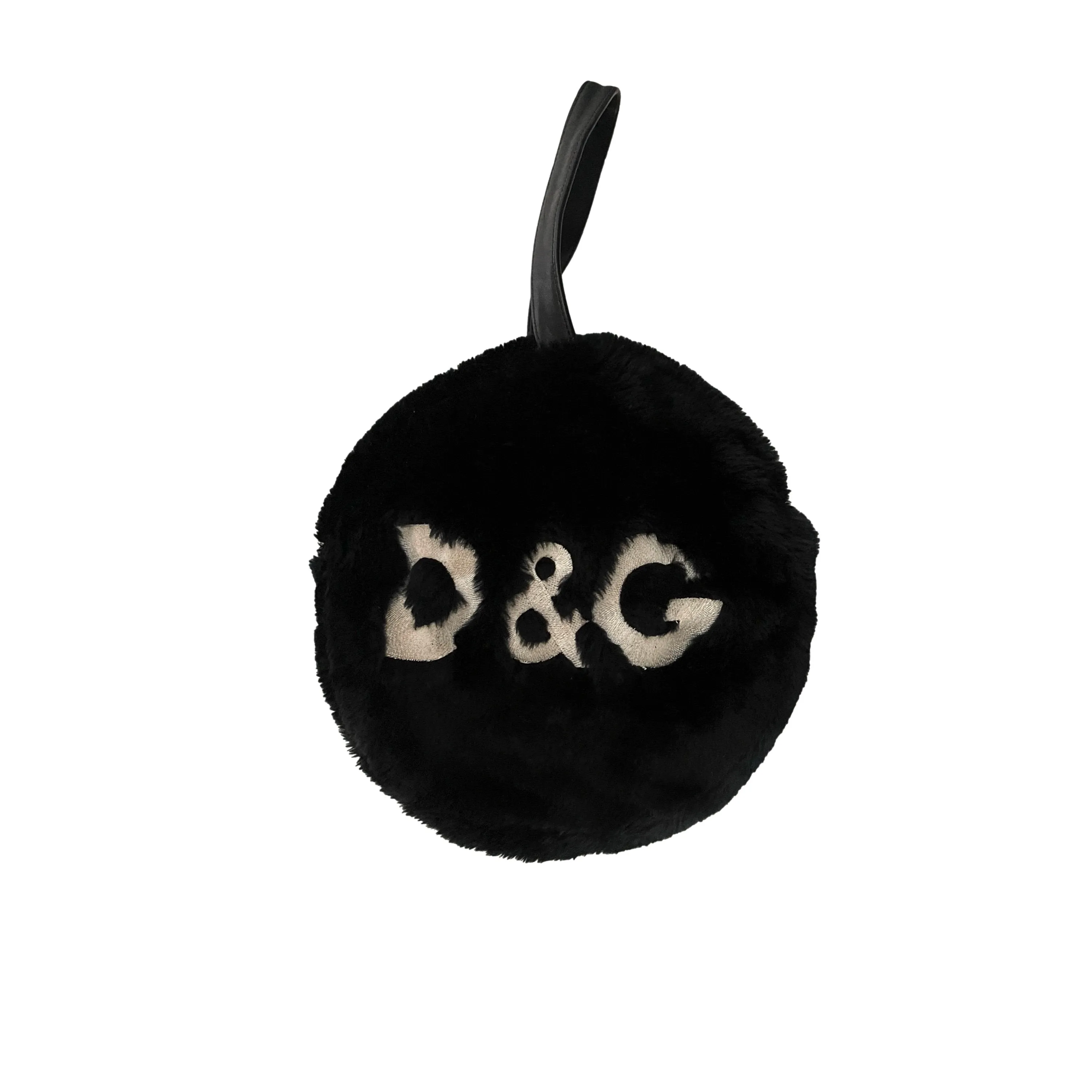 Dolce & Gabbana Black Faux Fur Round Bag