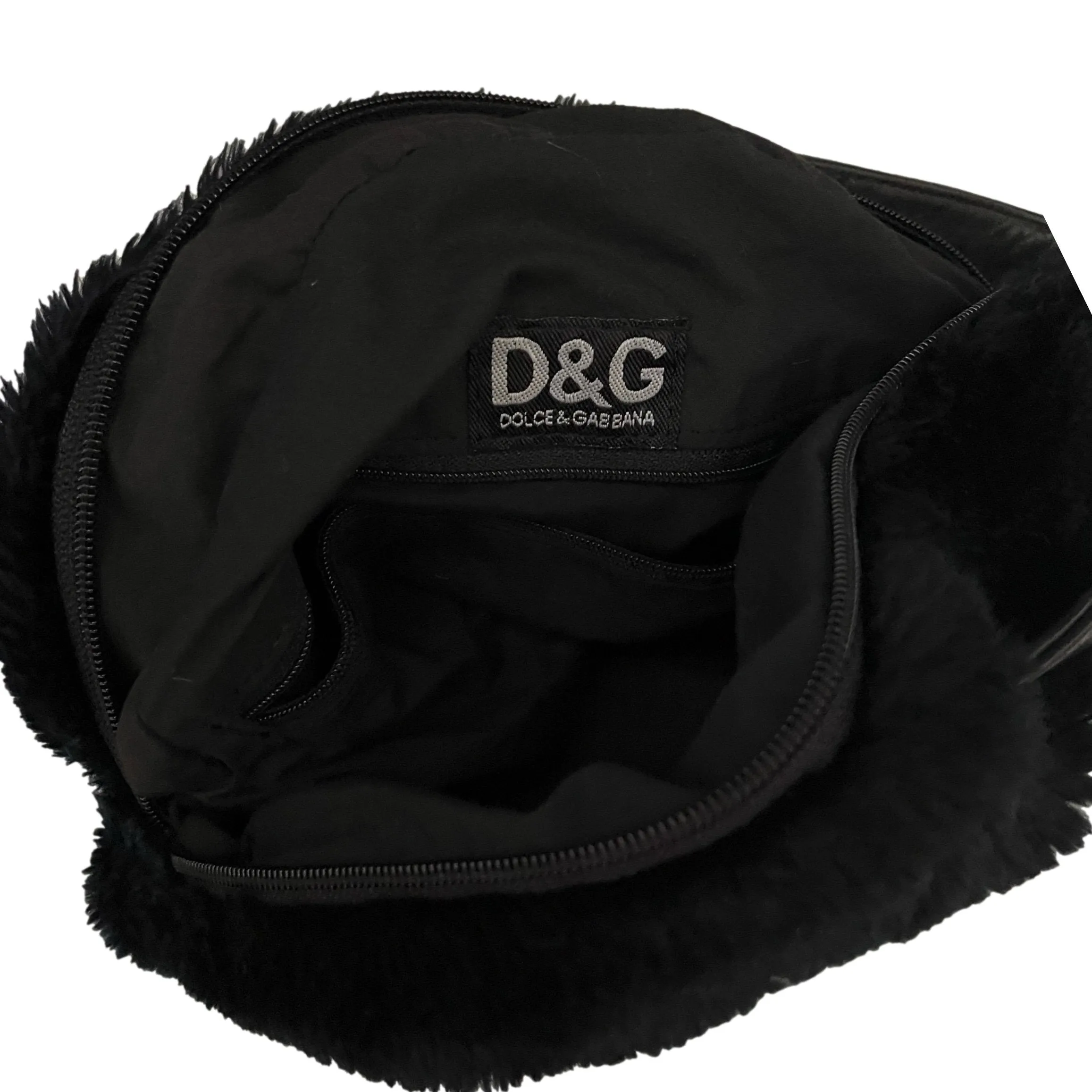 Dolce & Gabbana Black Faux Fur Round Bag