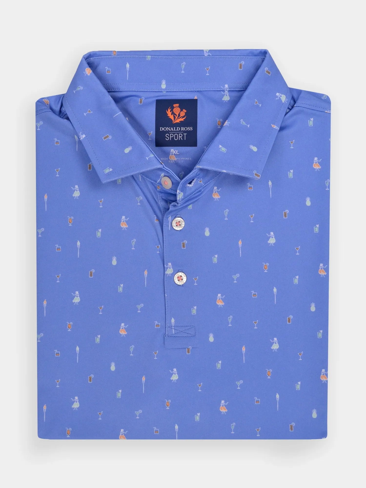 Donald Ross Mens Sport Fit MAURICE Polo - Ultramarine Multi
