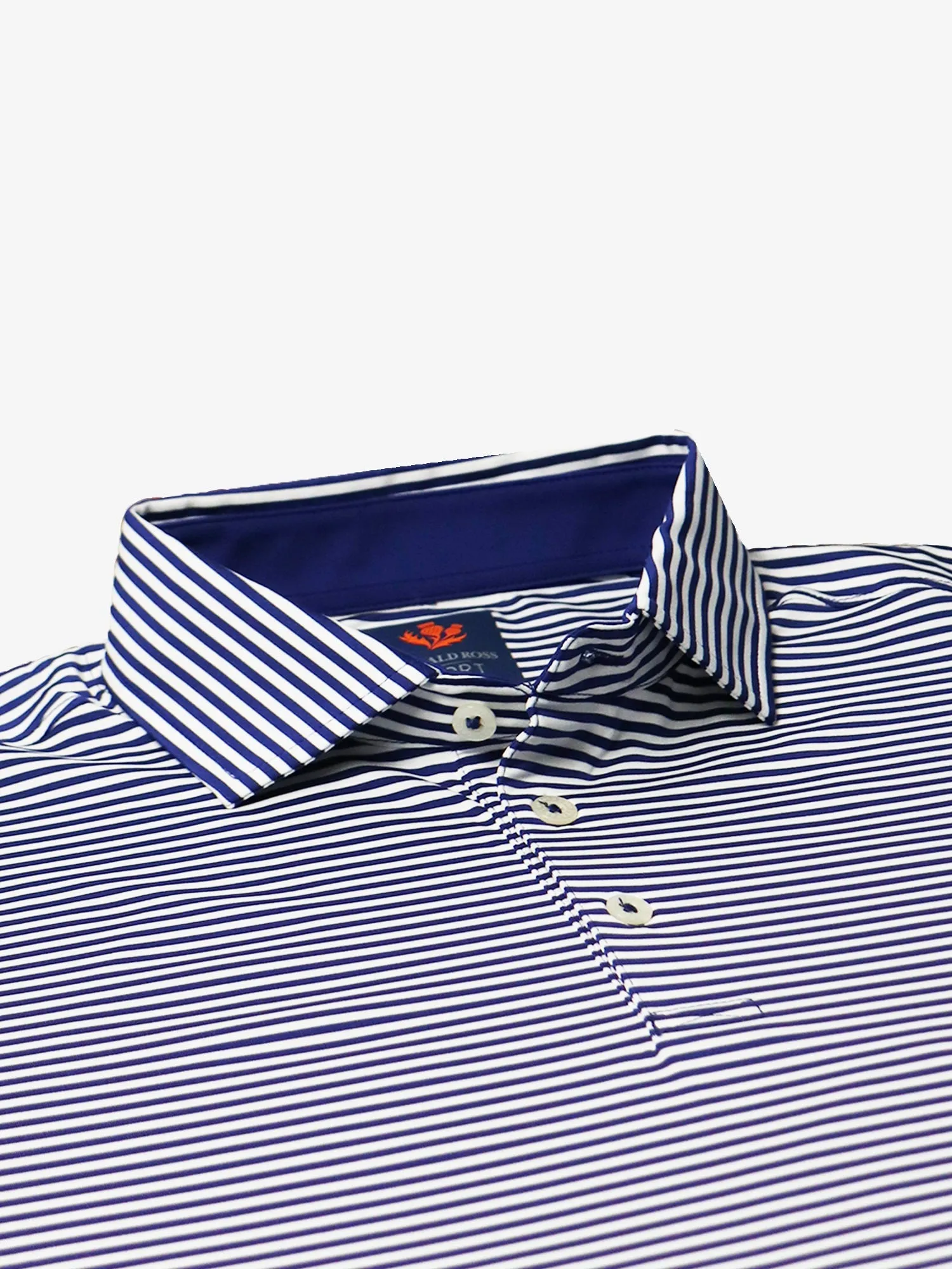 Donald Ross Mens Sport Fit Owen Feeder Stripe Jersey Sport Fit Polo - ROYAL/CREAM