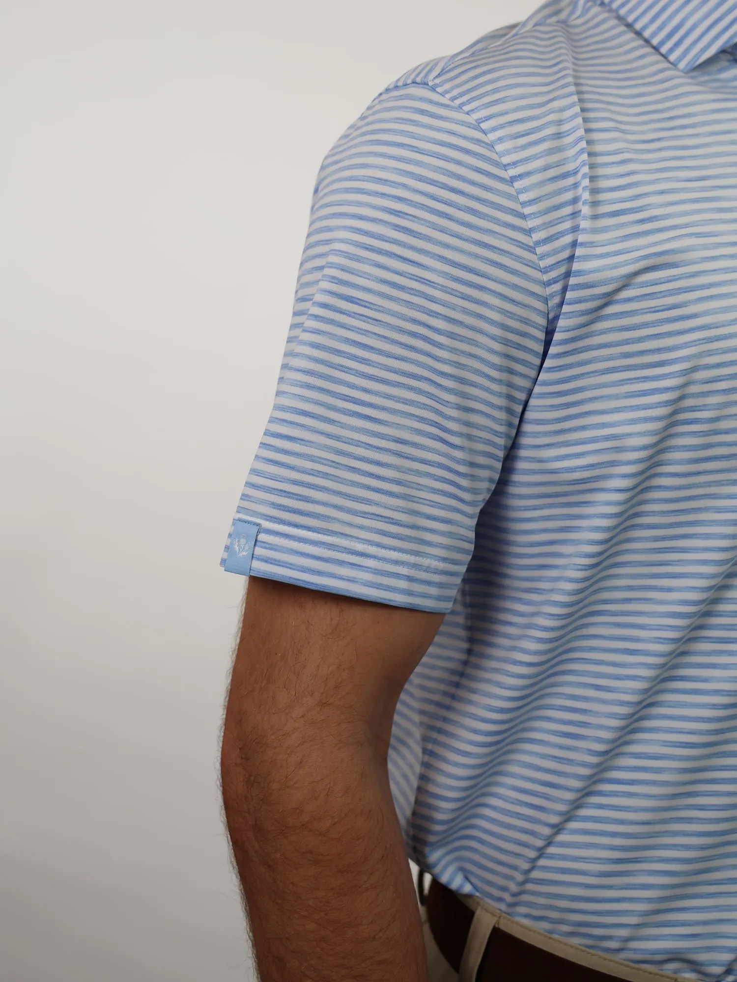 Donald Ross Mens Sport Fit OWEN Polo - COASTAL / WHITE