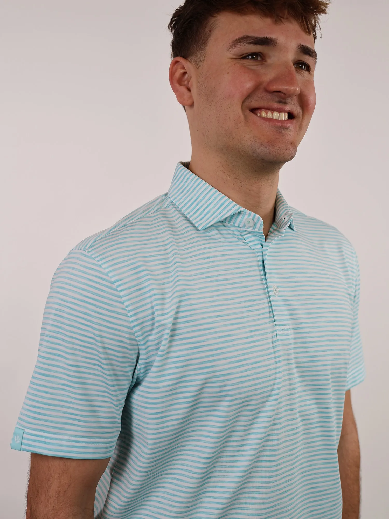 Donald Ross Mens Sport Fit OWEN Polo - SEAGLASS / WHITE