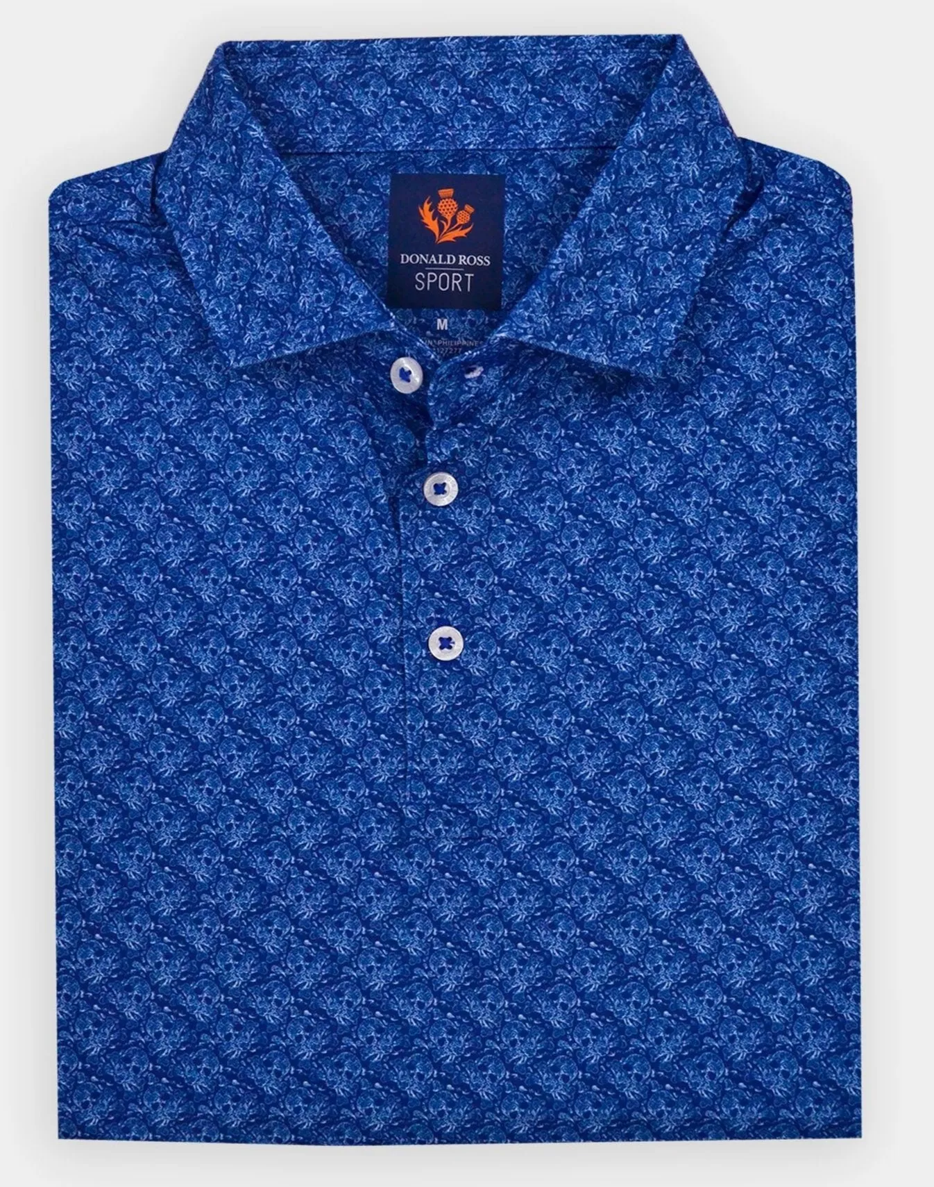 Donald Ross Mens Sport Fit SIDNEY SKULL Print  Polo - NAVY/WHITE